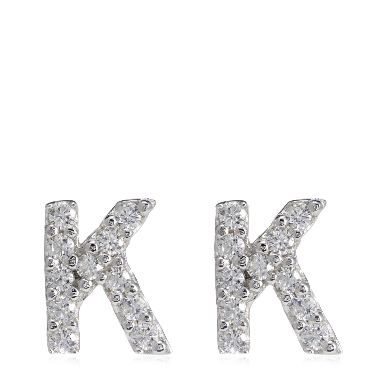 Diamonique 0.13ct tw Initial Earrings Sterling Silver