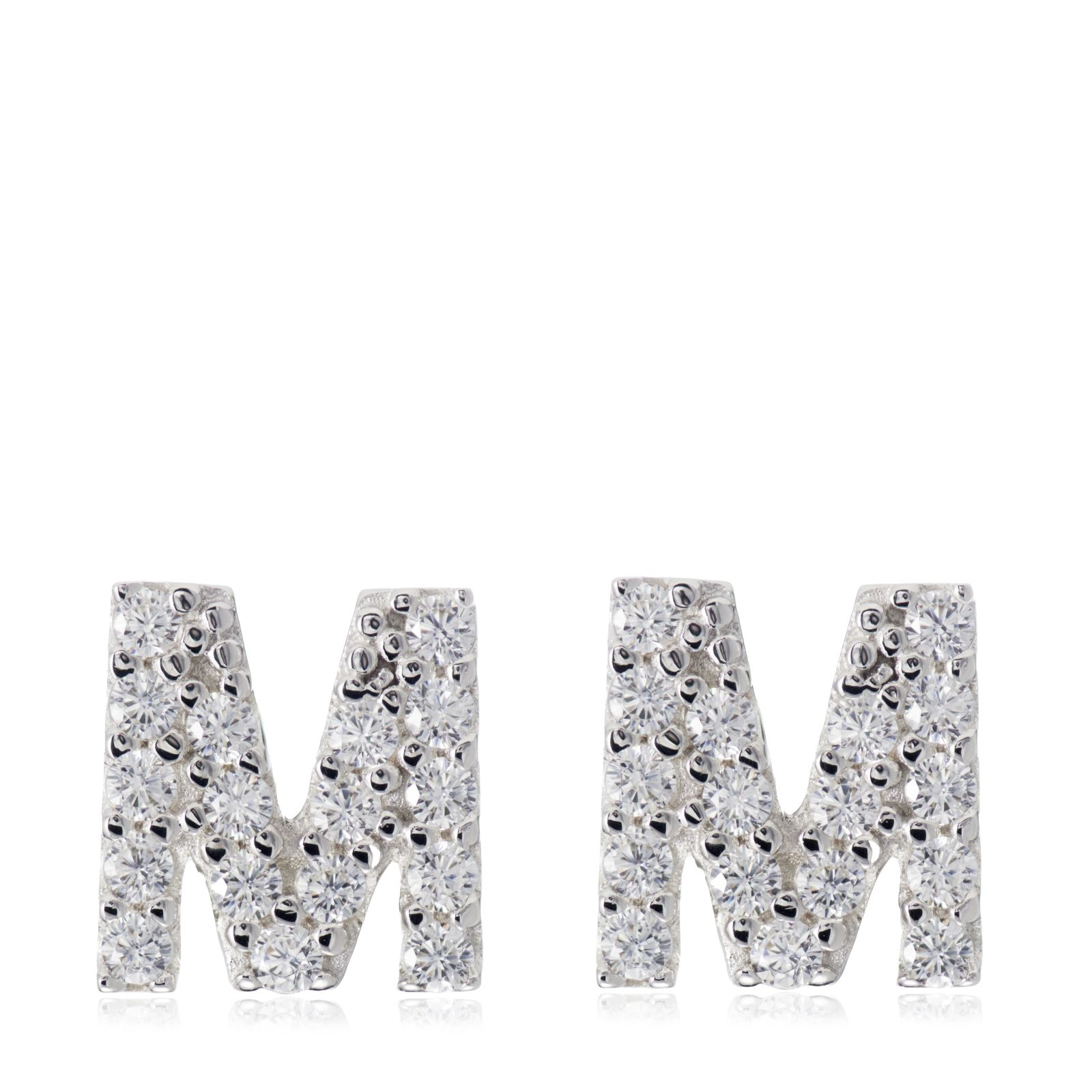 Diamonique 0.13ct tw Initial Earrings Sterling Silver