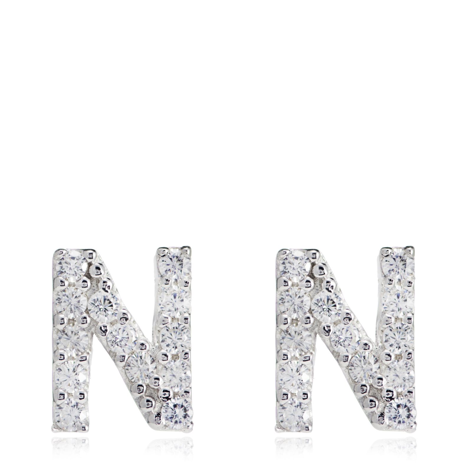 Diamonique 0.13ct tw Initial Earrings Sterling Silver