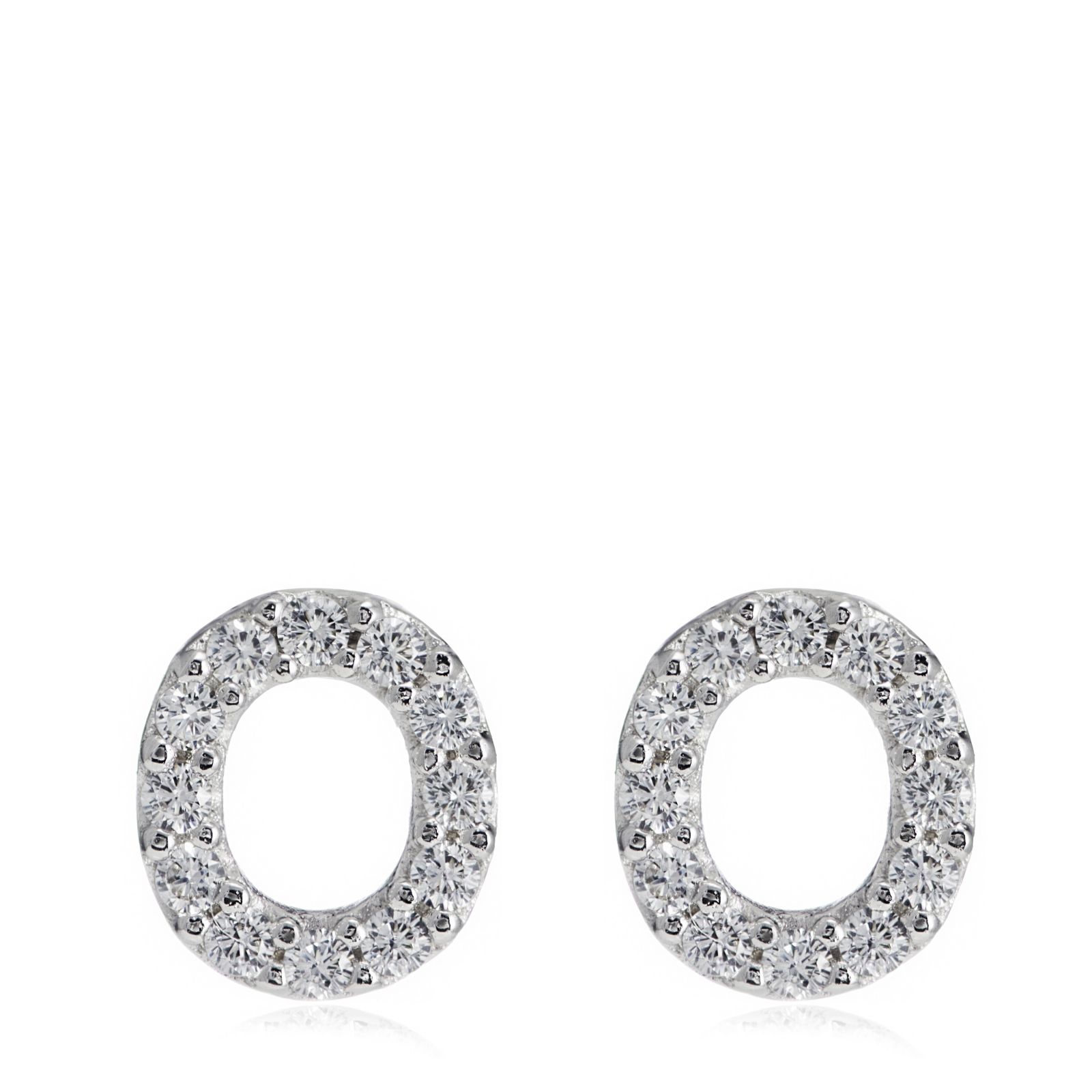 Diamonique 0.13ct tw Initial Earrings Sterling Silver