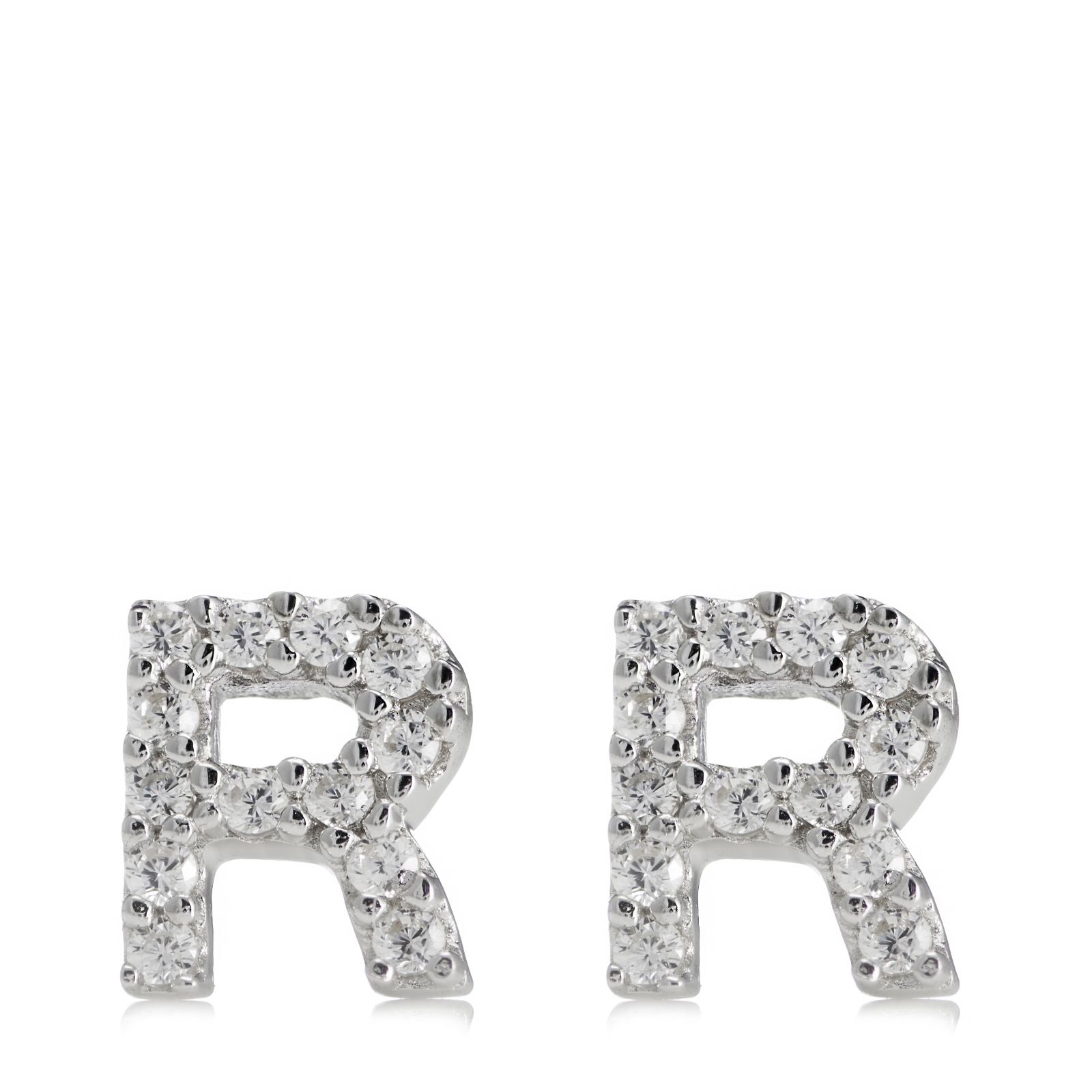 Diamonique 0.13ct tw Initial Earrings Sterling Silver