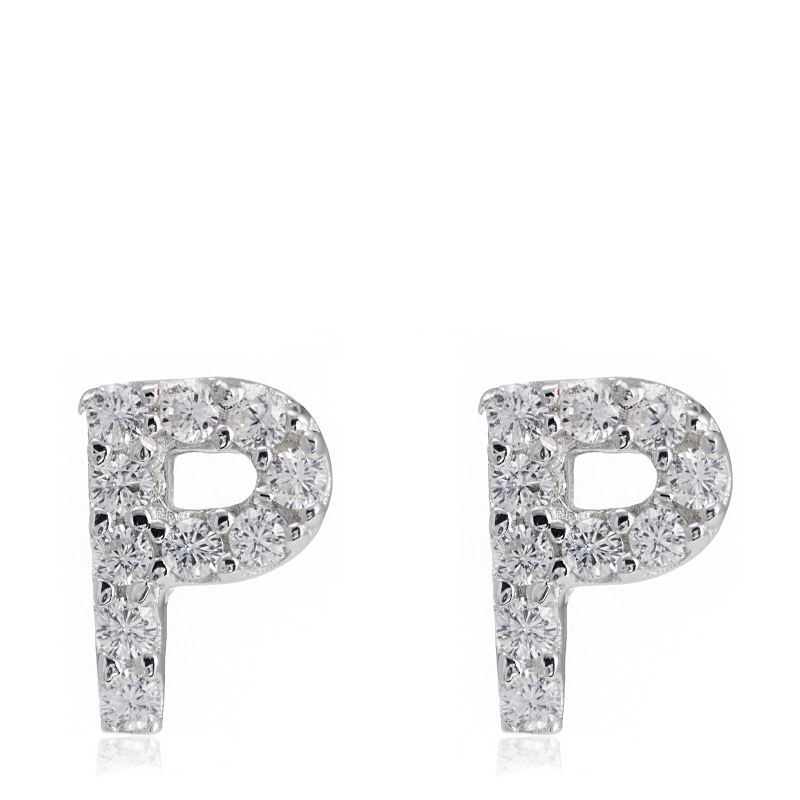 Diamonique 0.13ct tw Initial Earrings Sterling Silver