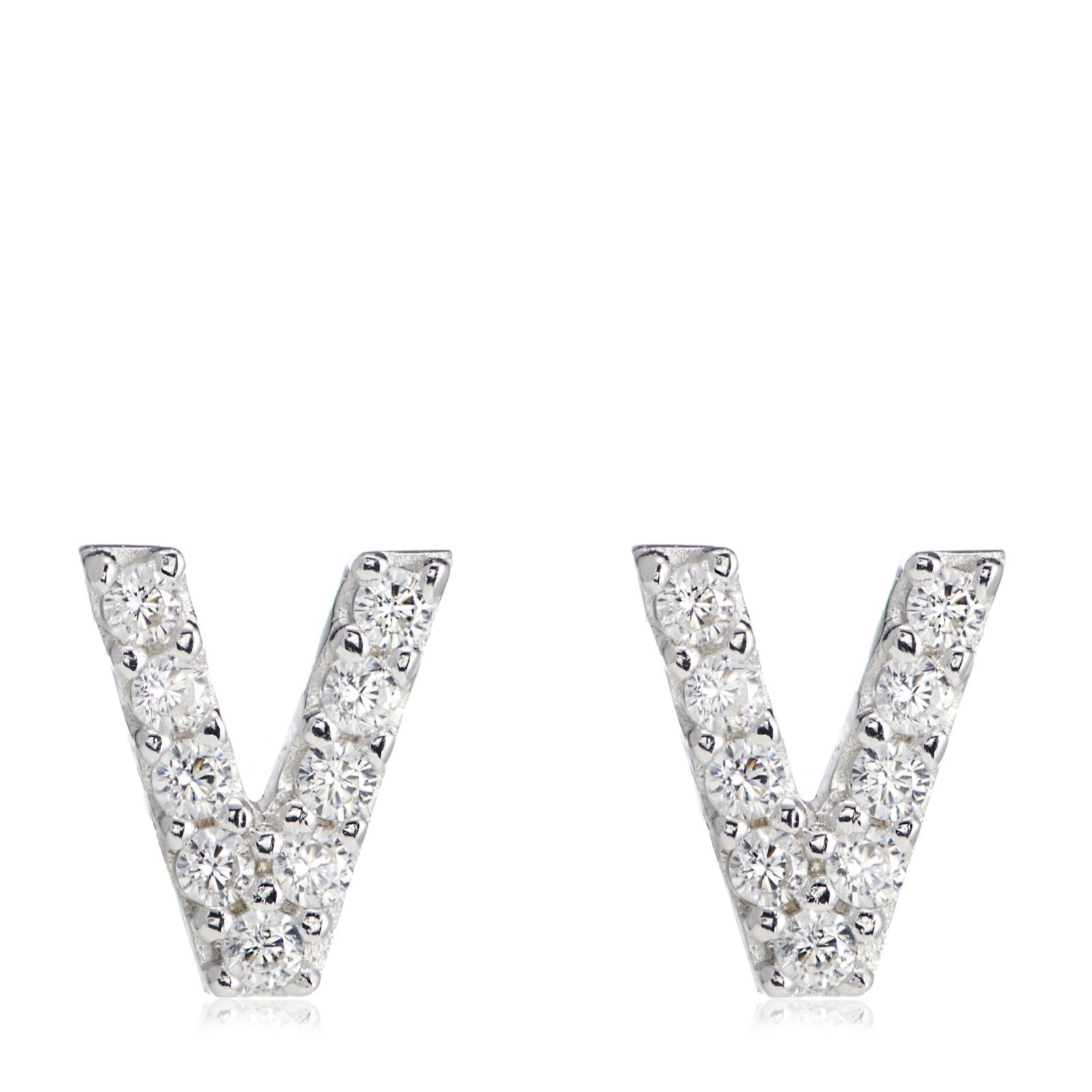 Diamonique 0.13ct tw Initial Earrings Sterling Silver