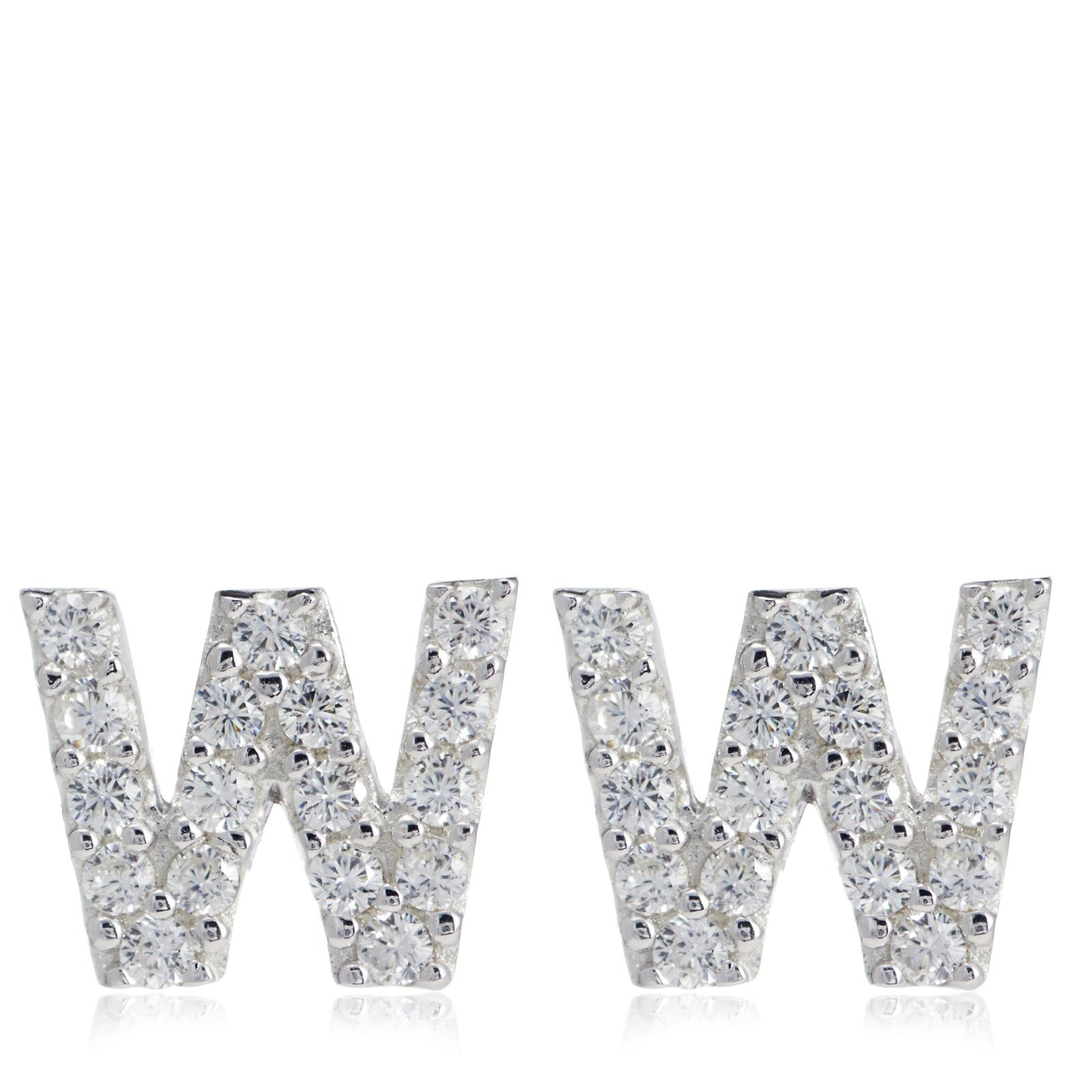 Diamonique 0.13ct tw Initial Earrings Sterling Silver