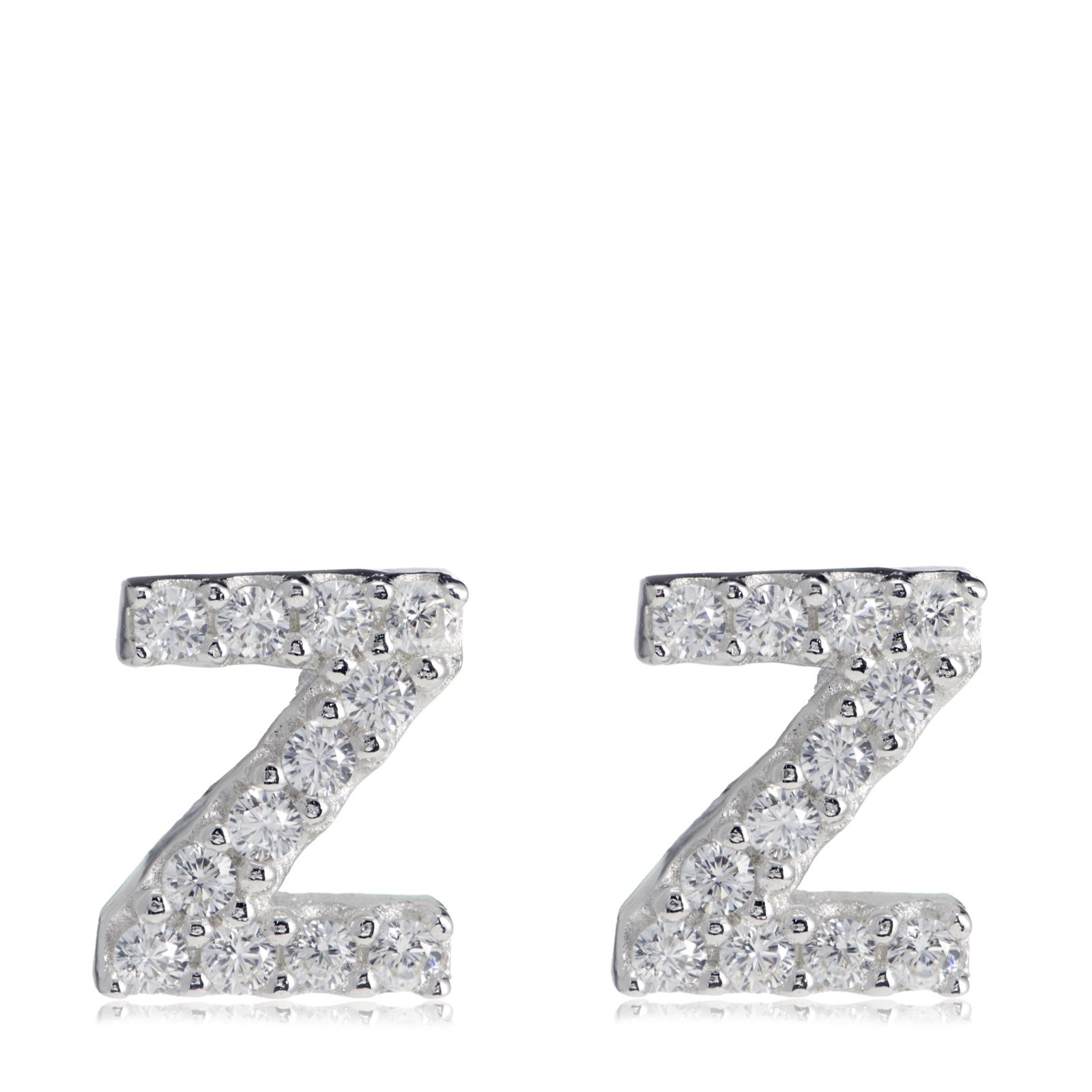 Diamonique 0.13ct tw Initial Earrings Sterling Silver