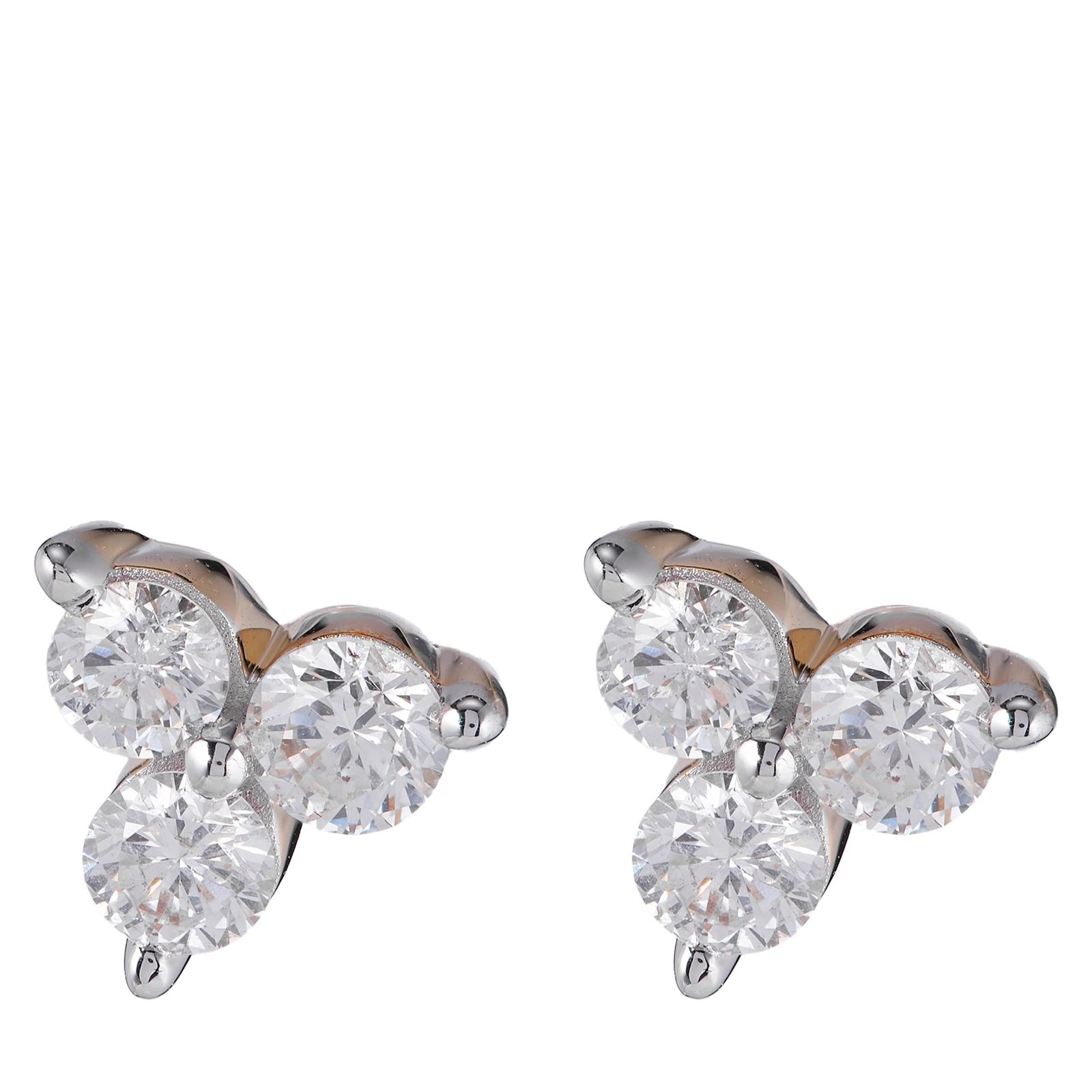 0.33ct Diamond 3 Stone Stud Earrings 9ct Gold