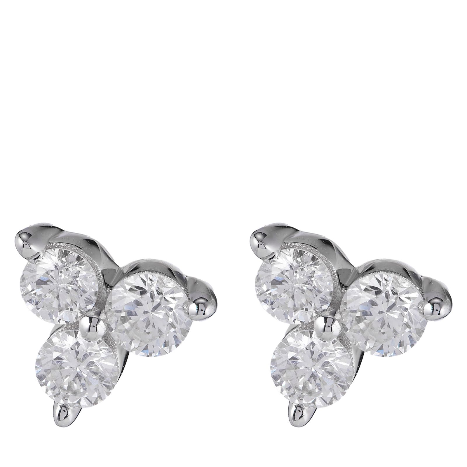 0.33ct Diamond 3 Stone Stud Earrings 9ct Gold