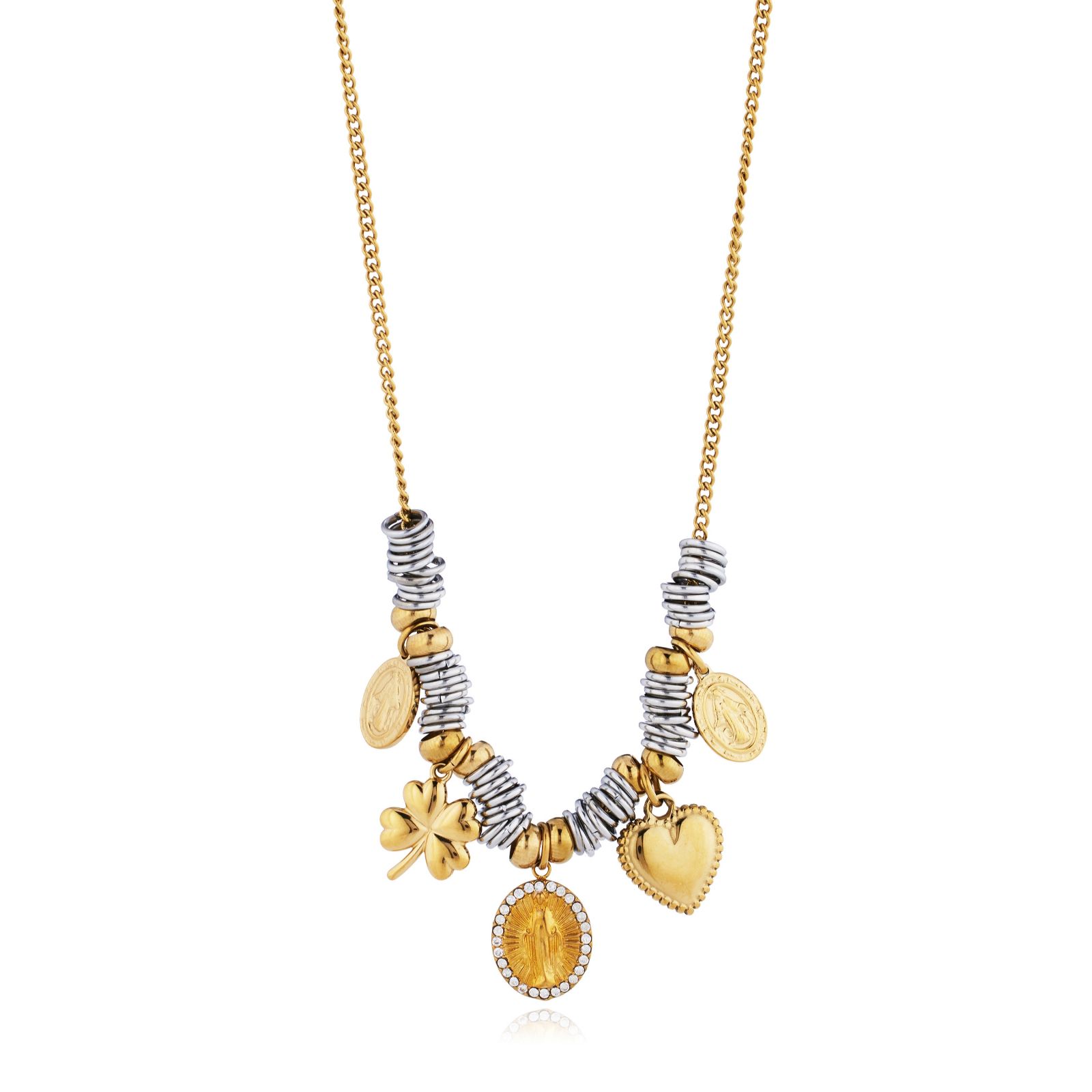 Steel by Diamonique Sweetie Chain Charm Necklace Stainless Steel