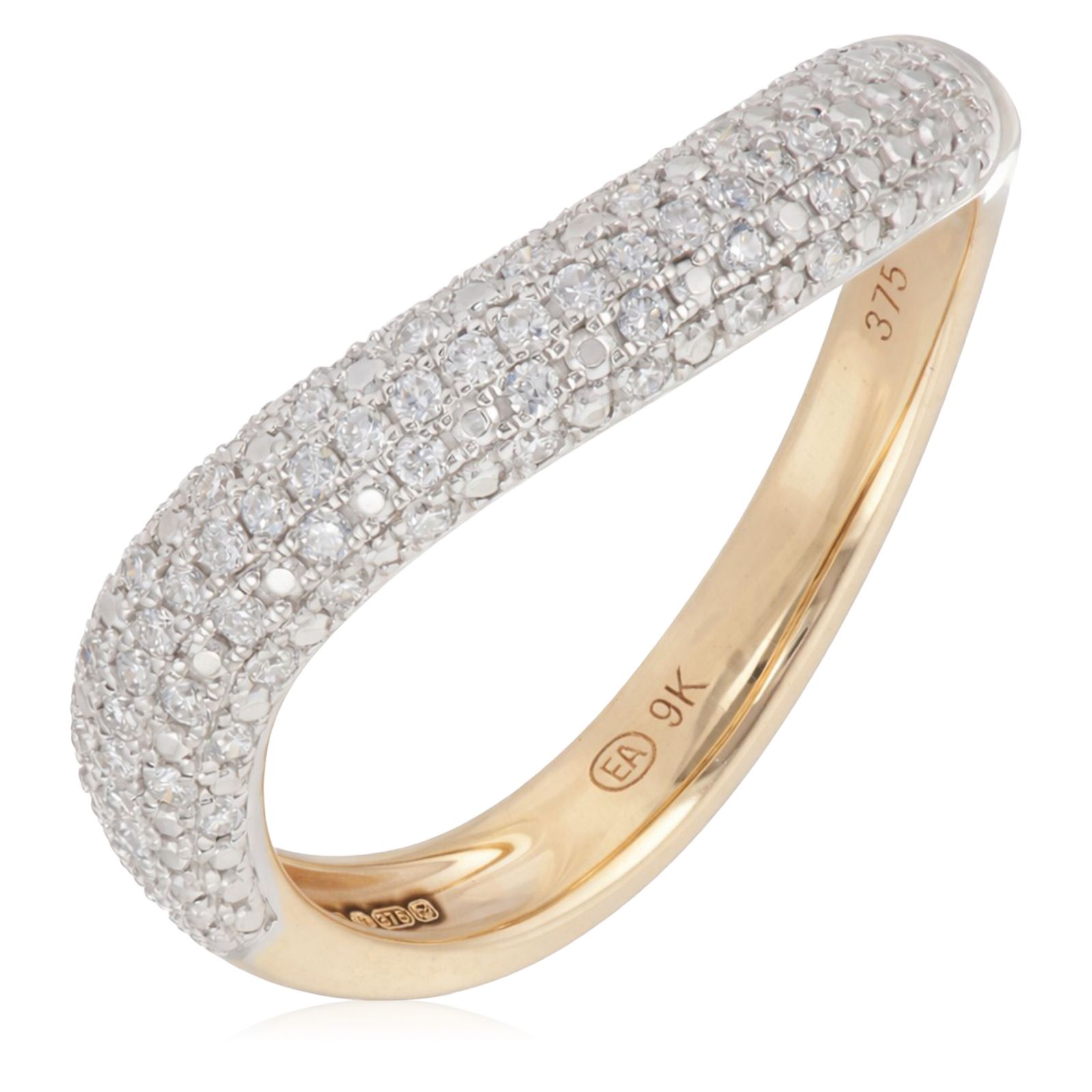 Firelight 0.25ct Lab Grown Diamond Wave Band Ring 9ct Gold