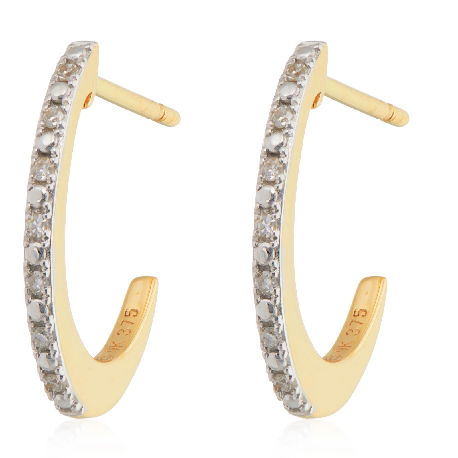 0.05ct Diamond Half Hoop Earrings 9ct Gold