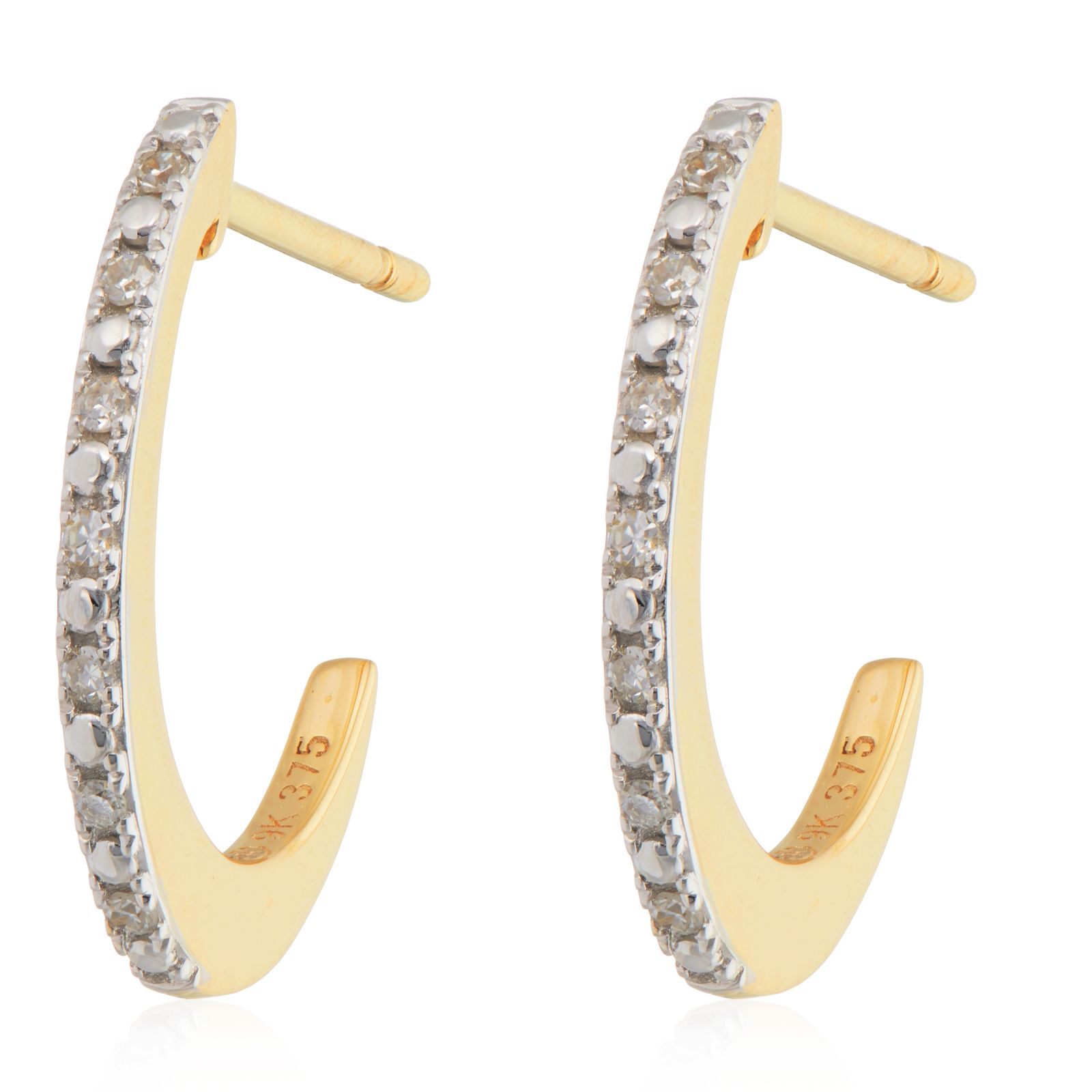 0.05ct Diamond Half Hoop Earrings 9ct Gold