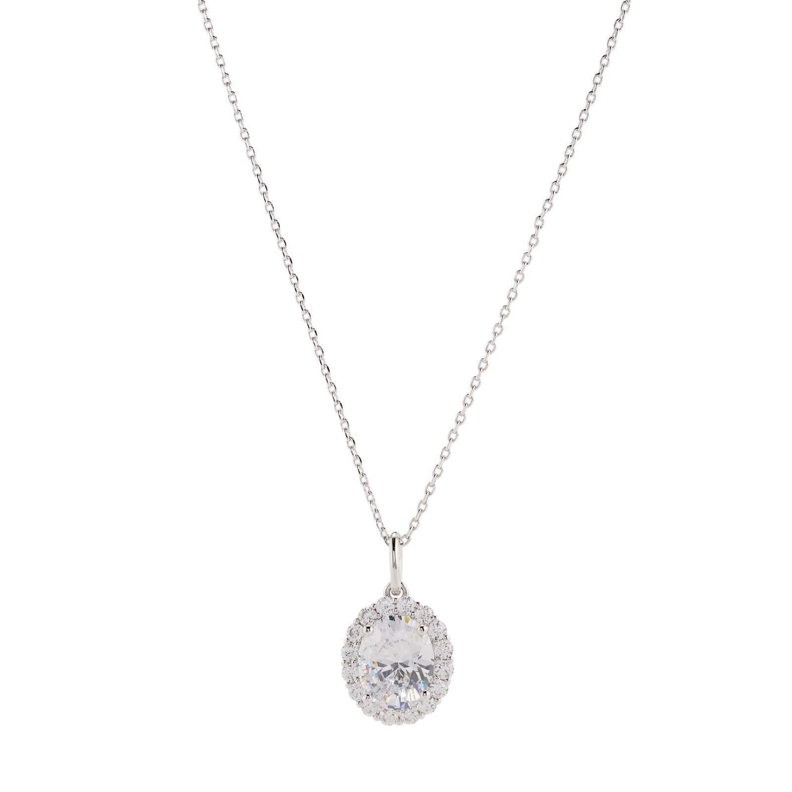 Diamonique Edit 3.5ct tw Oval Cluster Pendant & Chain