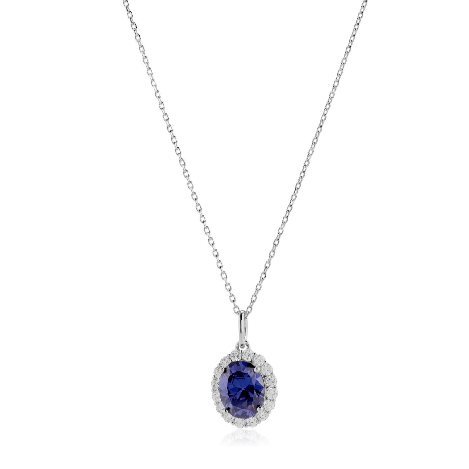 Diamonique Edit 3.5ct tw Oval Cluster Pendant & Chain