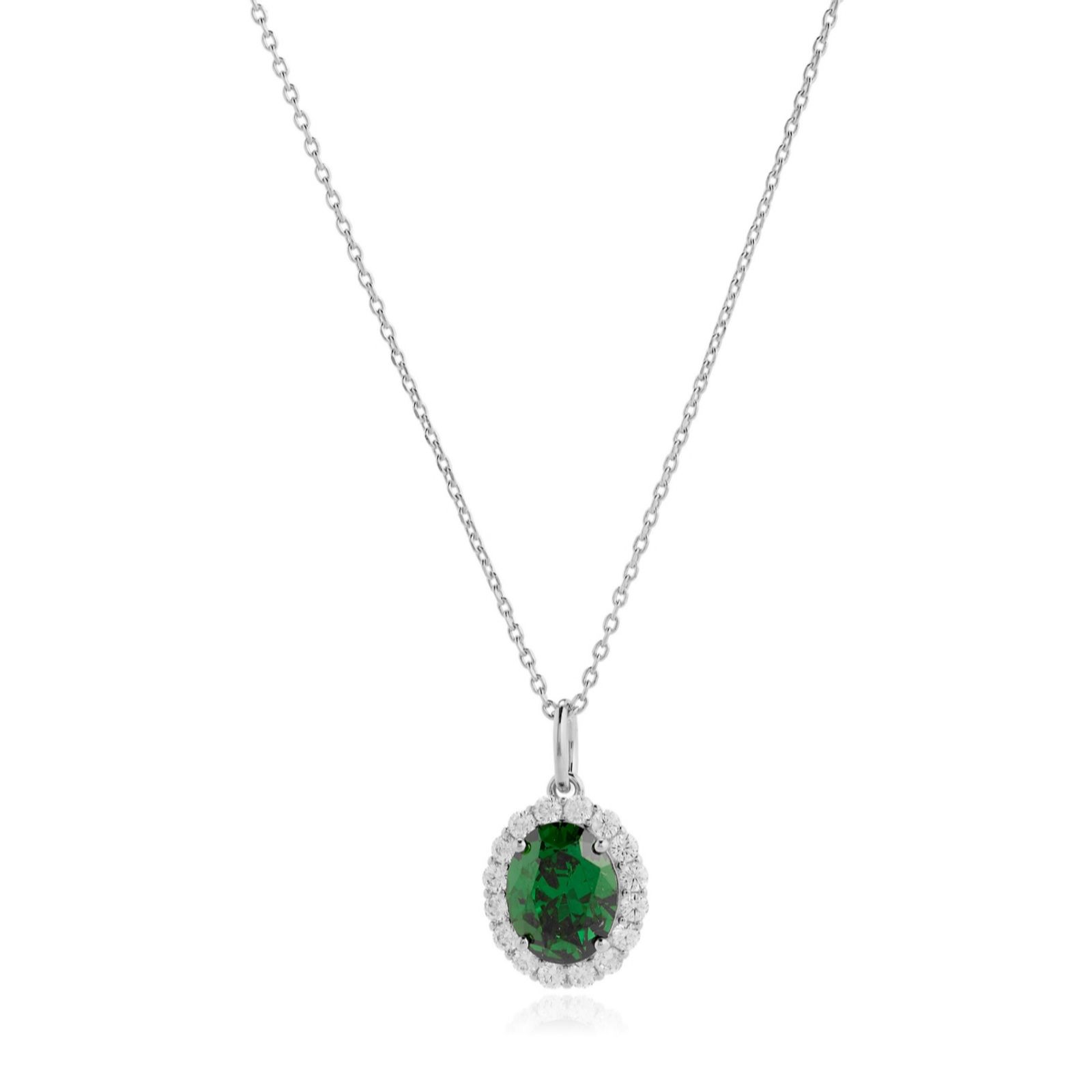 Diamonique Edit 3.5ct tw Oval Cluster Pendant & Chain
