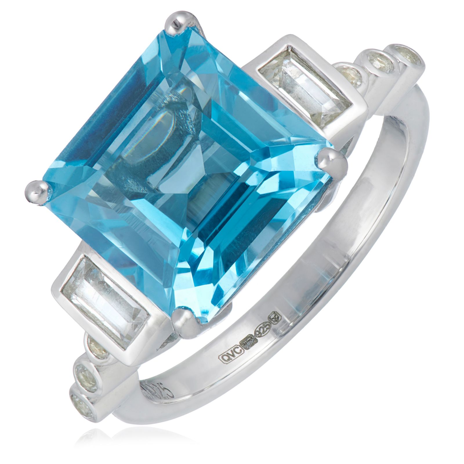 Affinity Gems 5ct Blue Topaz & White Topaz Ring Sterling Silver
