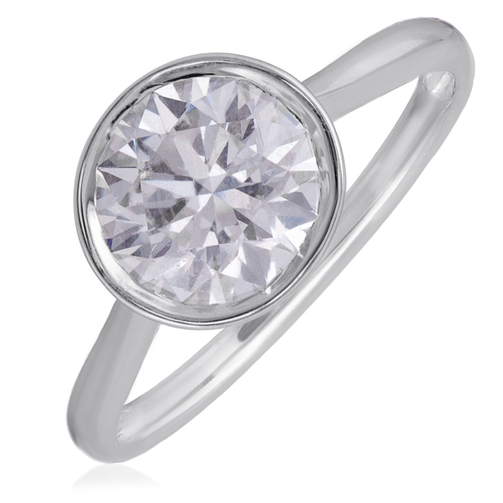 Fire Light 2.10ct Lab Grown Diamond Bezel Set Solitaire Ring 9ct Gold