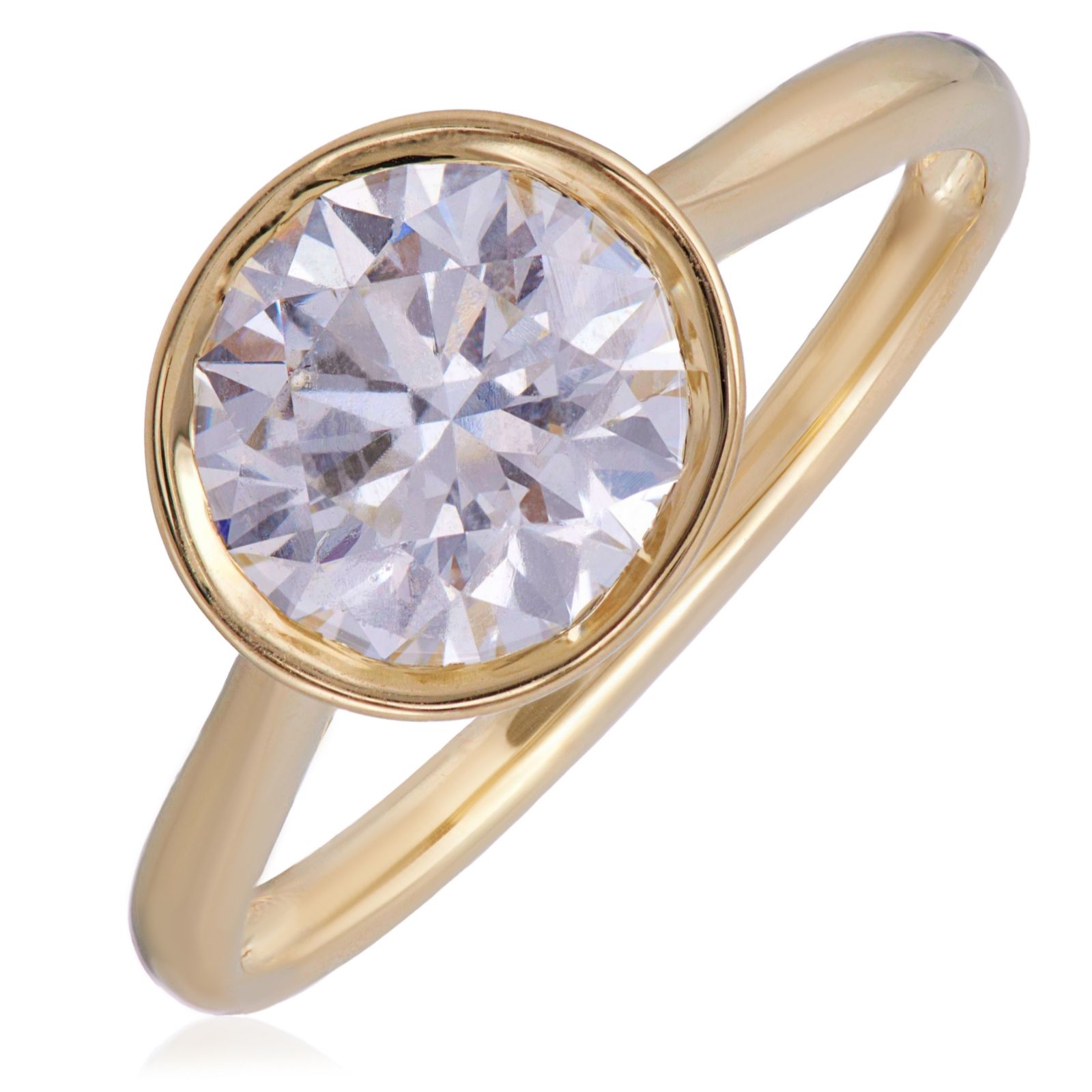 Fire Light 2.10ct Lab Grown Diamond Bezel Set Solitaire Ring 9ct Gold