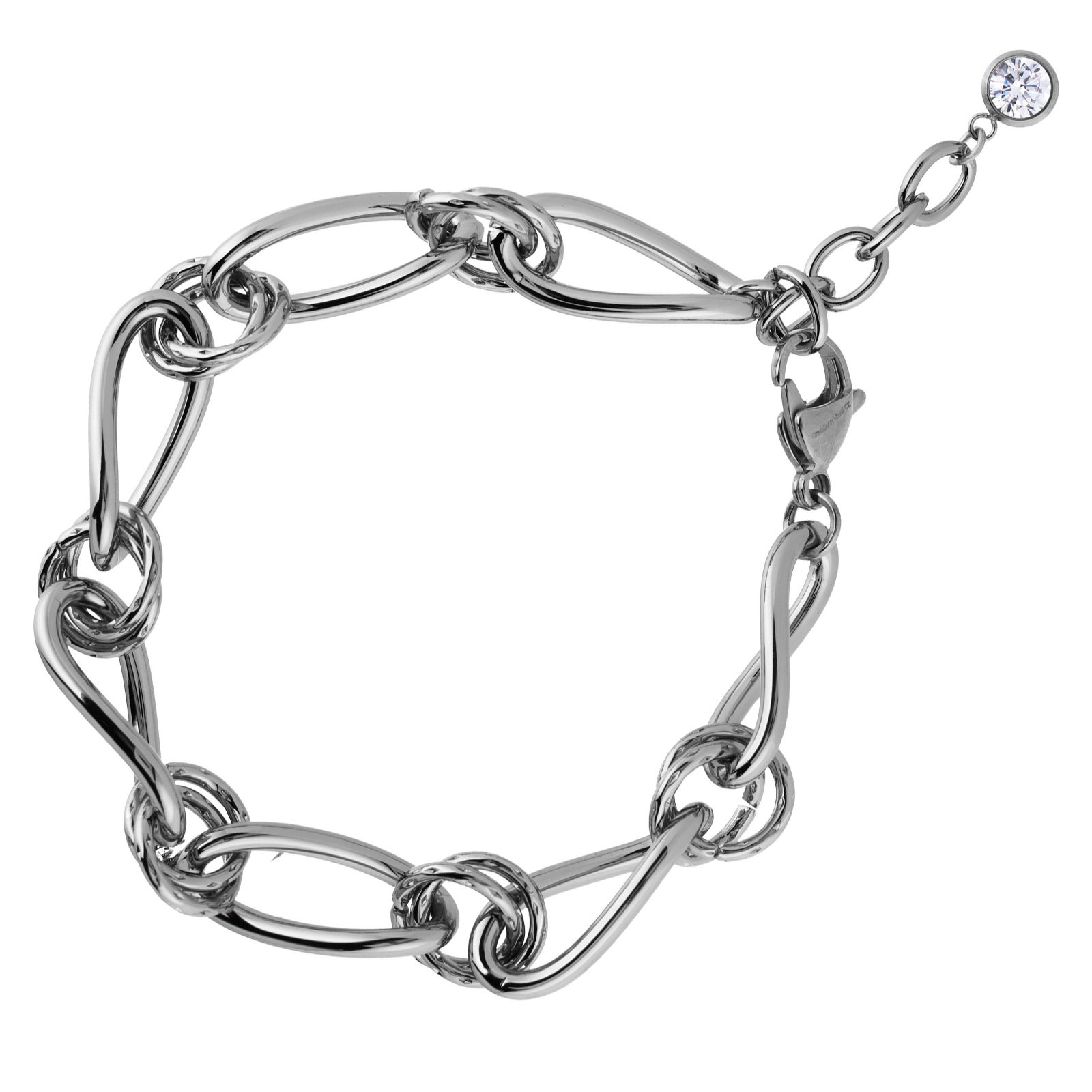 Steel by Diamonique Circle and Oval Link Chain Bracelet Stainless Steel