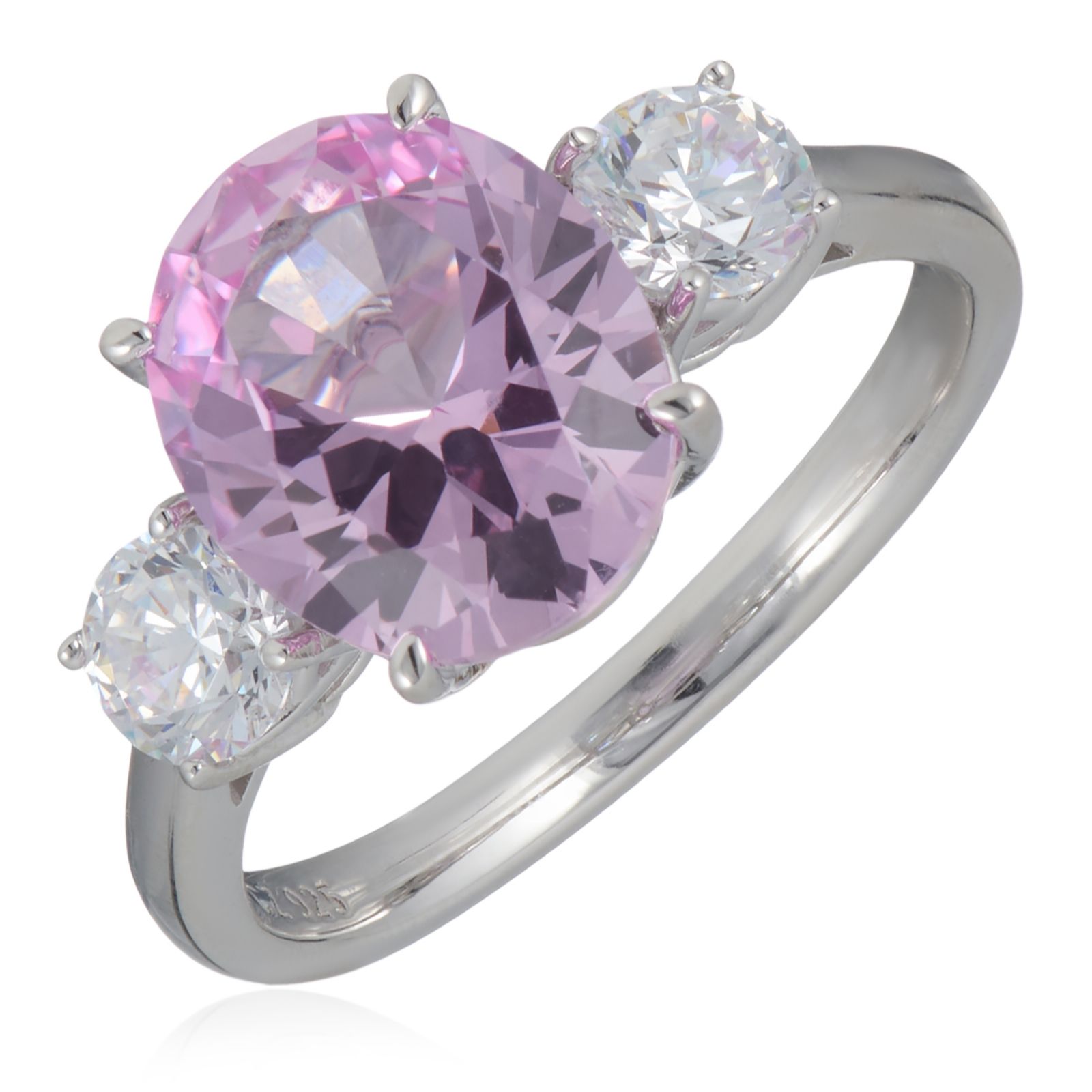 Diamonique 4.7ct tw Graduated Trilogy Ring Sterling Silver