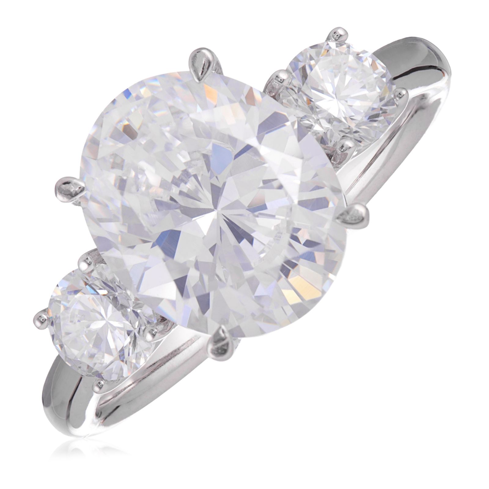 Diamonique 4.7ct Graduated Trilogy Ring Sterling Silver