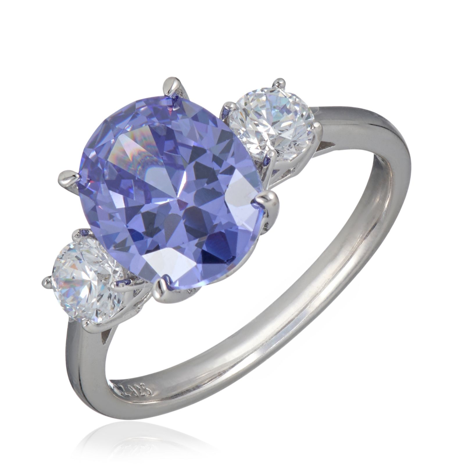 Diamonique 4.7ct tw Graduated Trilogy Ring Sterling Silver