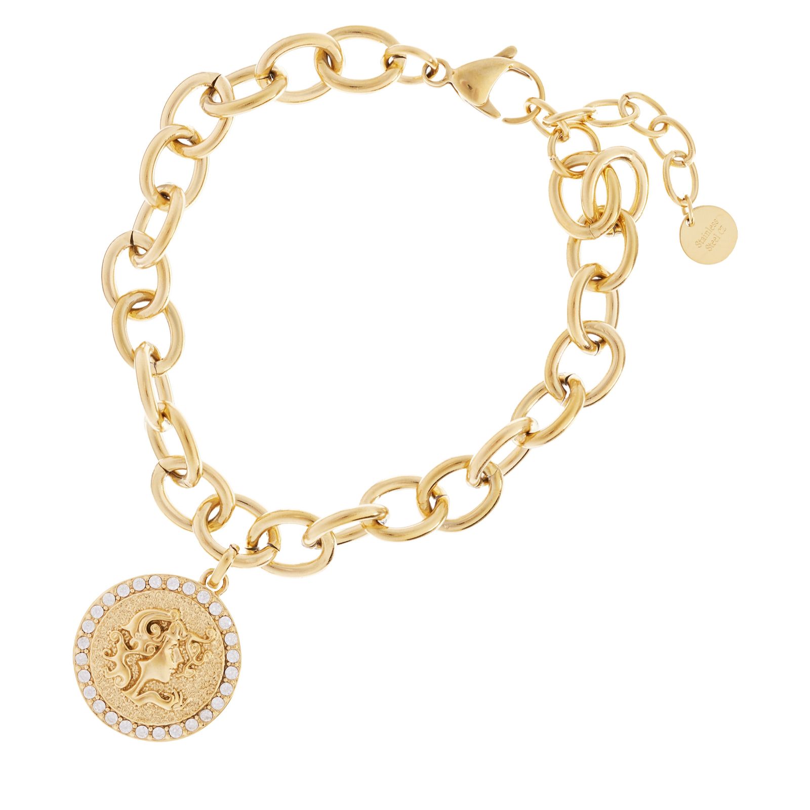 Steel by Diamonique Zodiac Chain Link Bracelet Stainless Steel