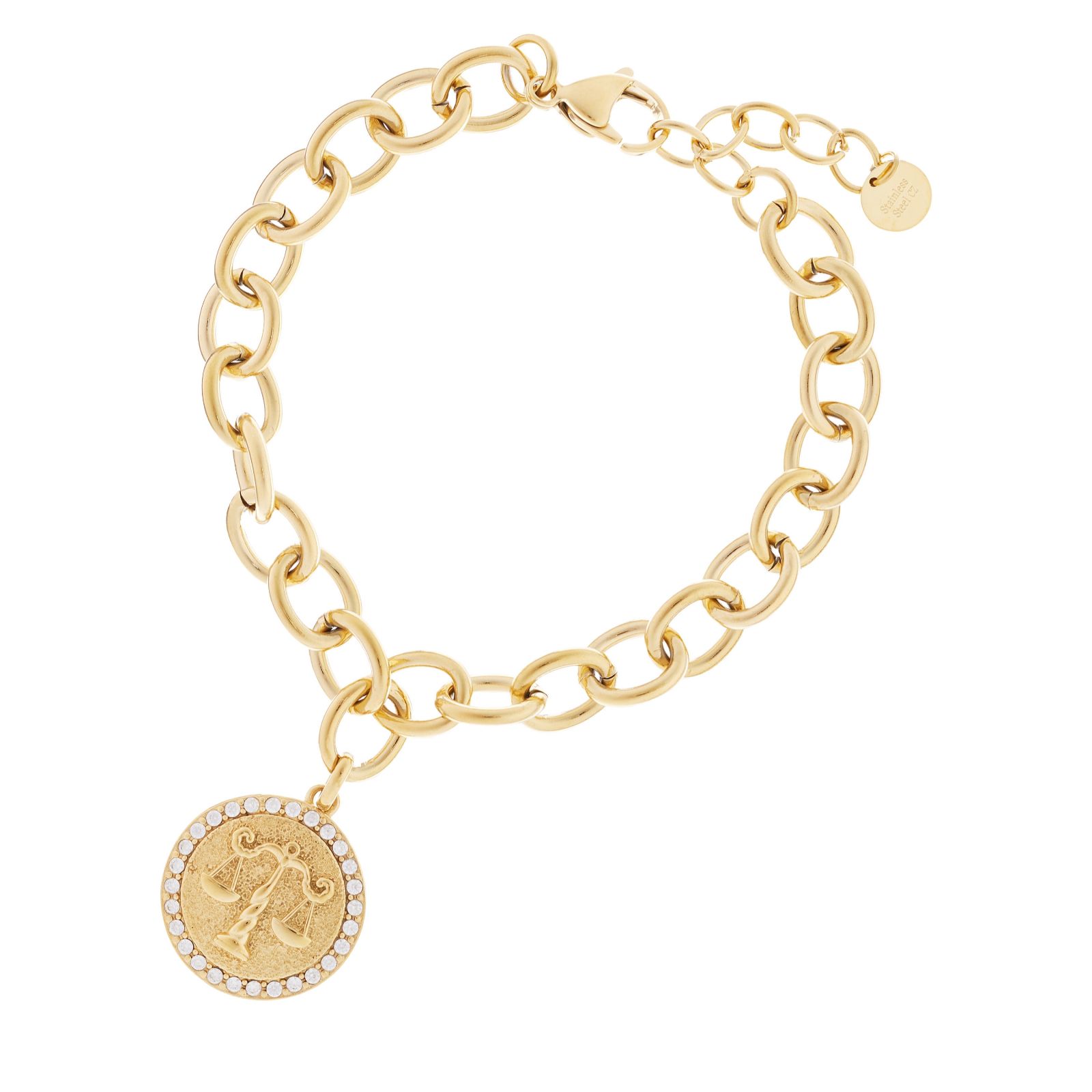 Steel by Diamonique Zodiac Chain Link Bracelet Stainless Steel