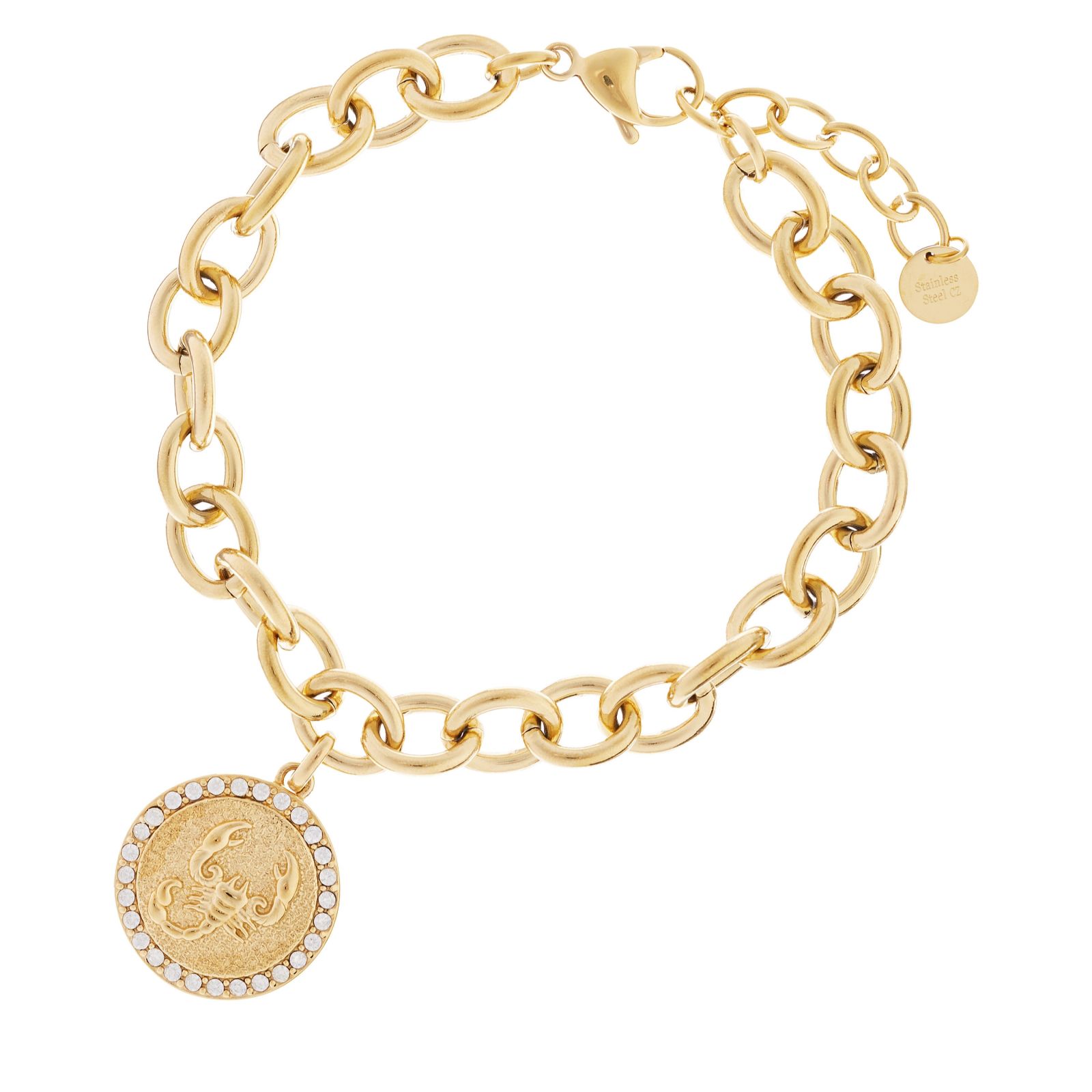 Steel by Diamonique Zodiac Chain Link Bracelet Stainless Steel