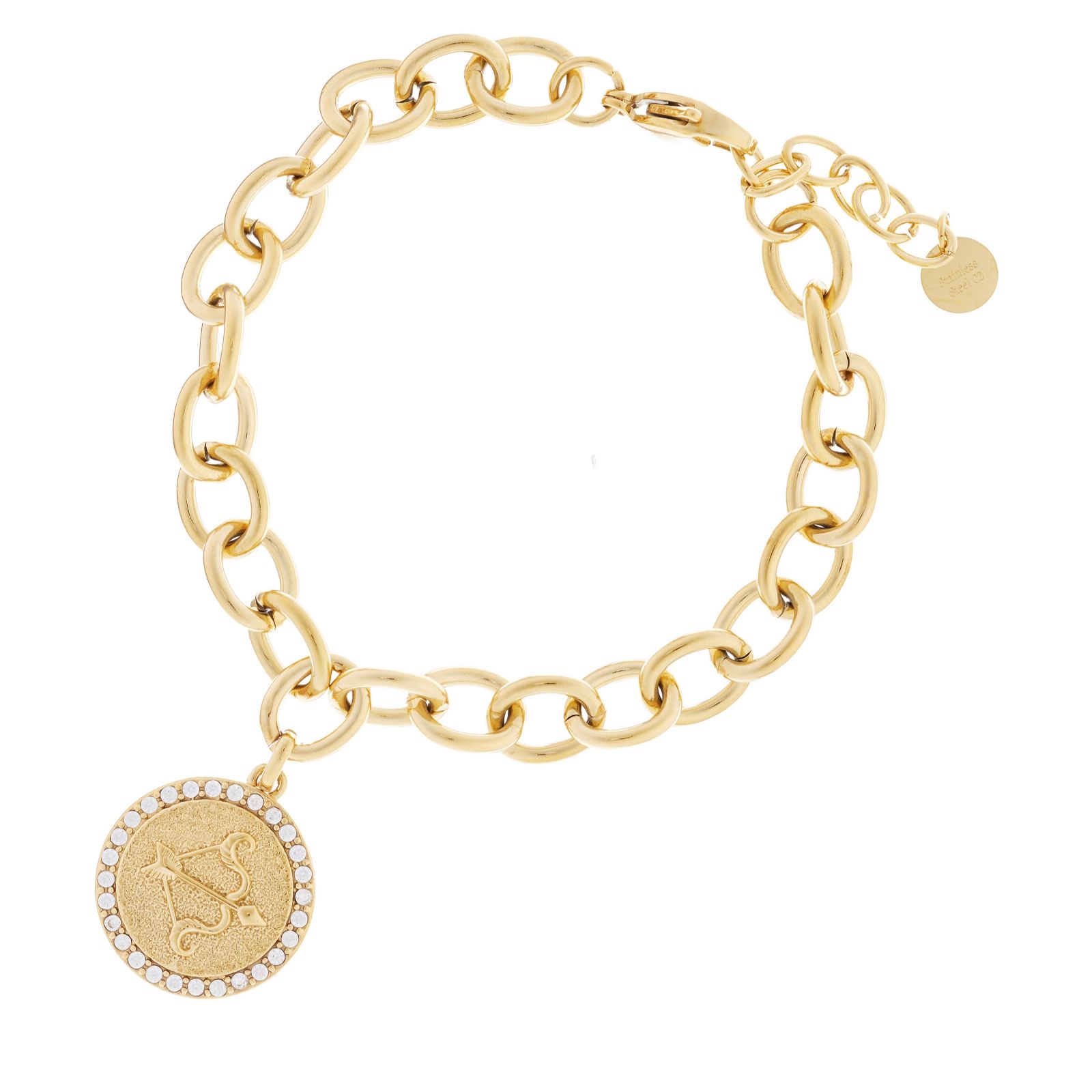 Steel by Diamonique Zodiac Chain Link Bracelet Stainless Steel