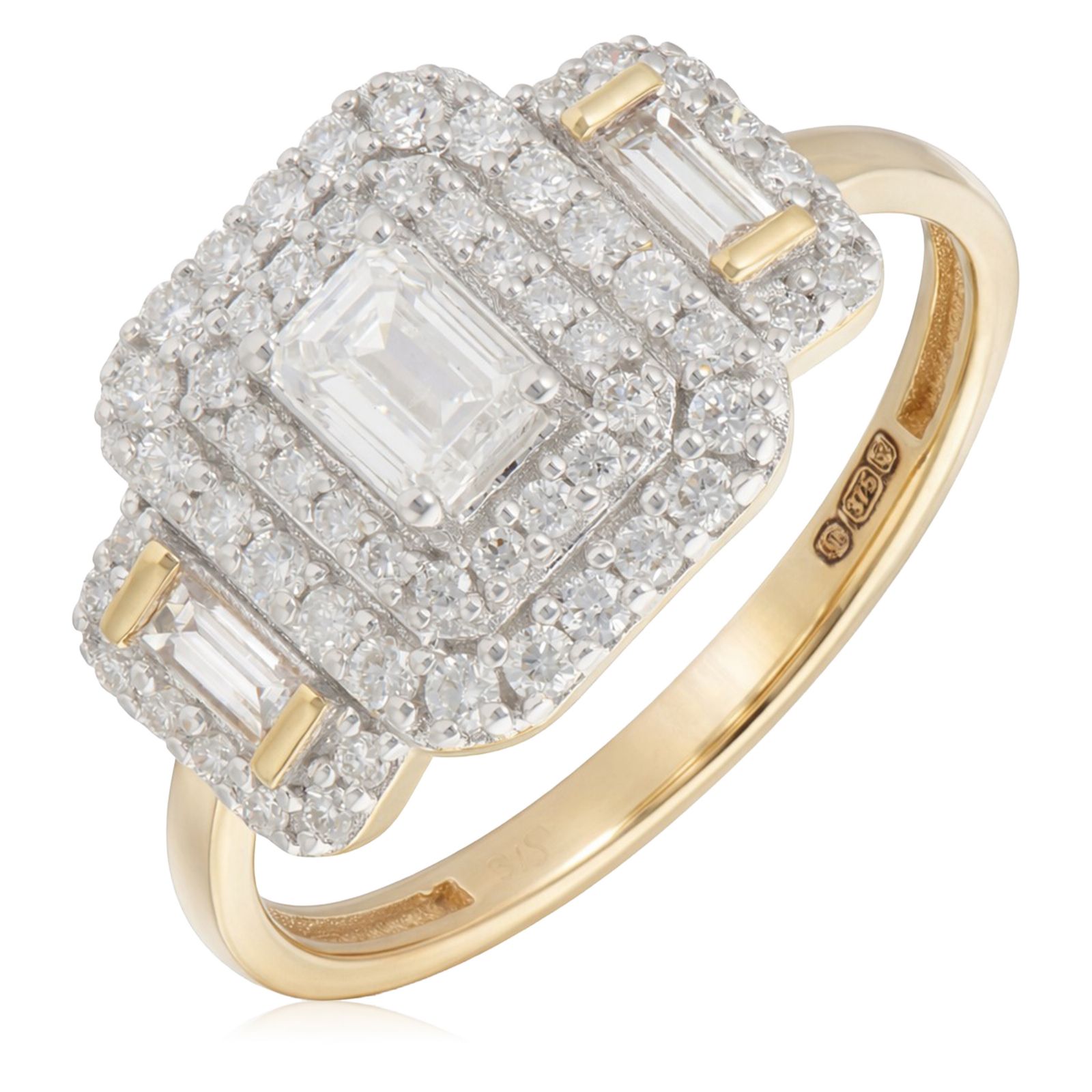 0.75ct Diamond Mixed Cut Trilogy Ring 9ct Gold