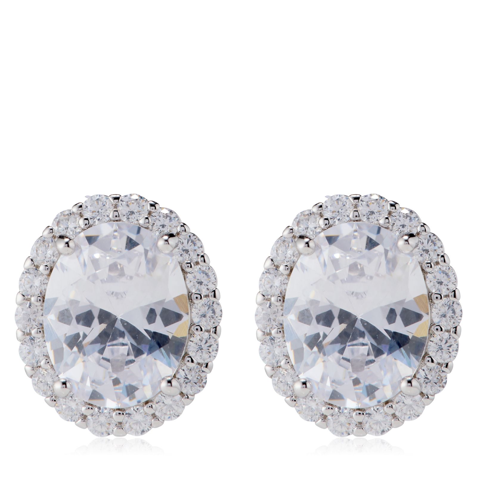 Diamonique Edit 4.4ct tw Oval Cluster Stud Earrings