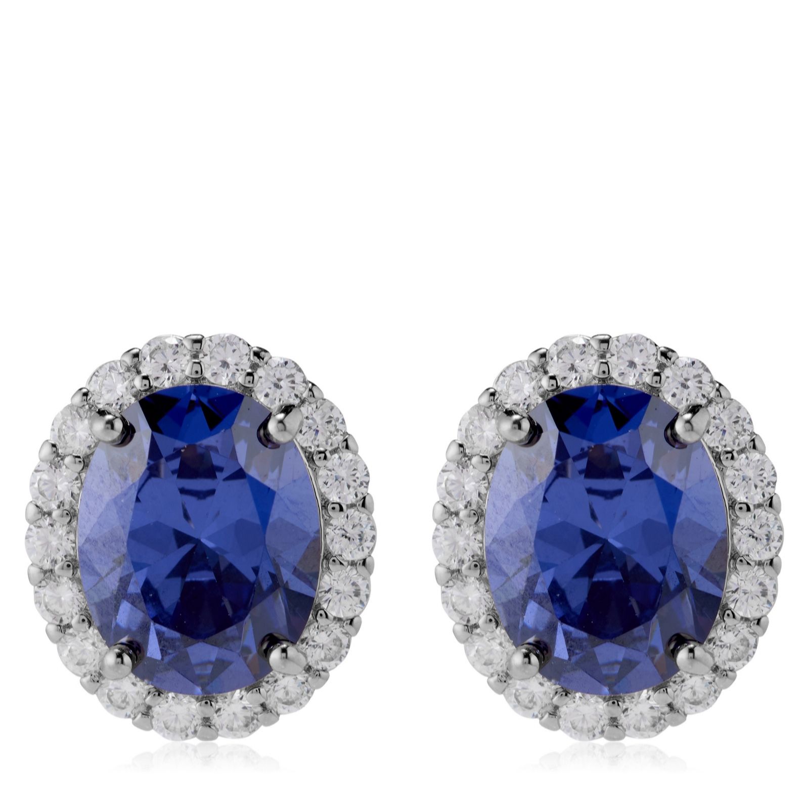 Diamonique Edit 4.4ct tw Oval Cluster Stud Earrings