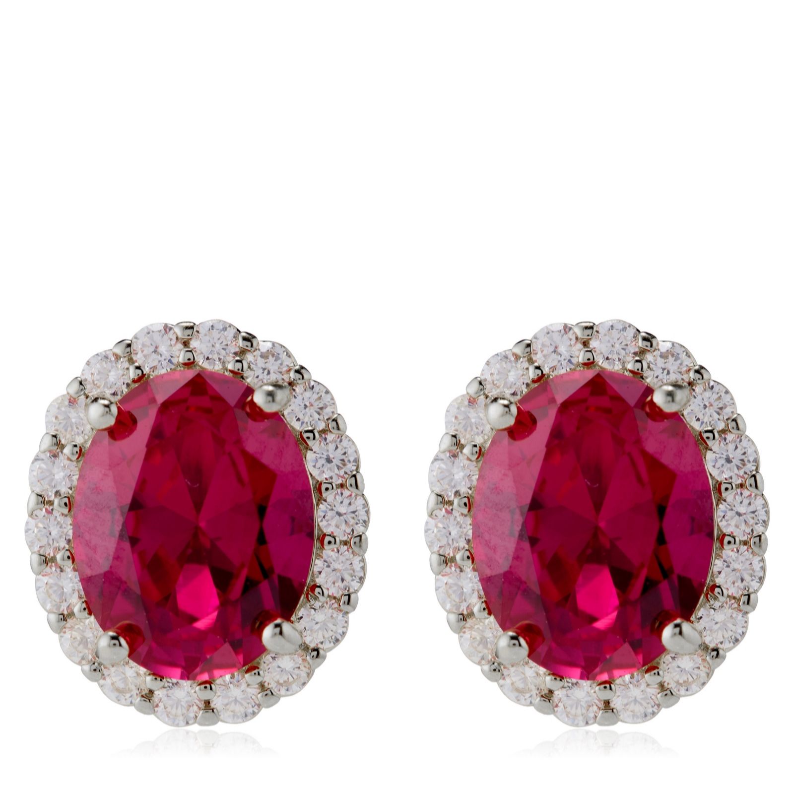 Diamonique Edit 4.4ct tw Oval Cluster Stud Earrings