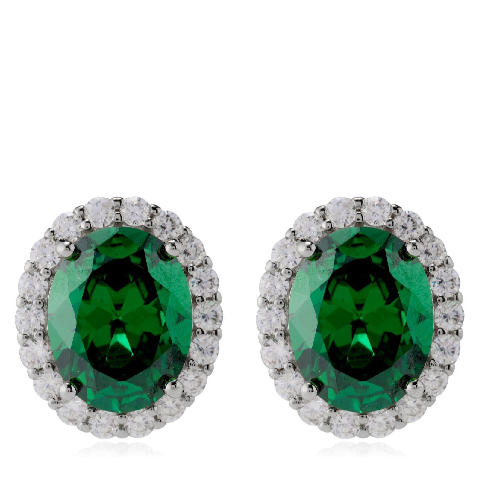 Diamonique Edit 4.4ct tw Oval Cluster Stud Earrings