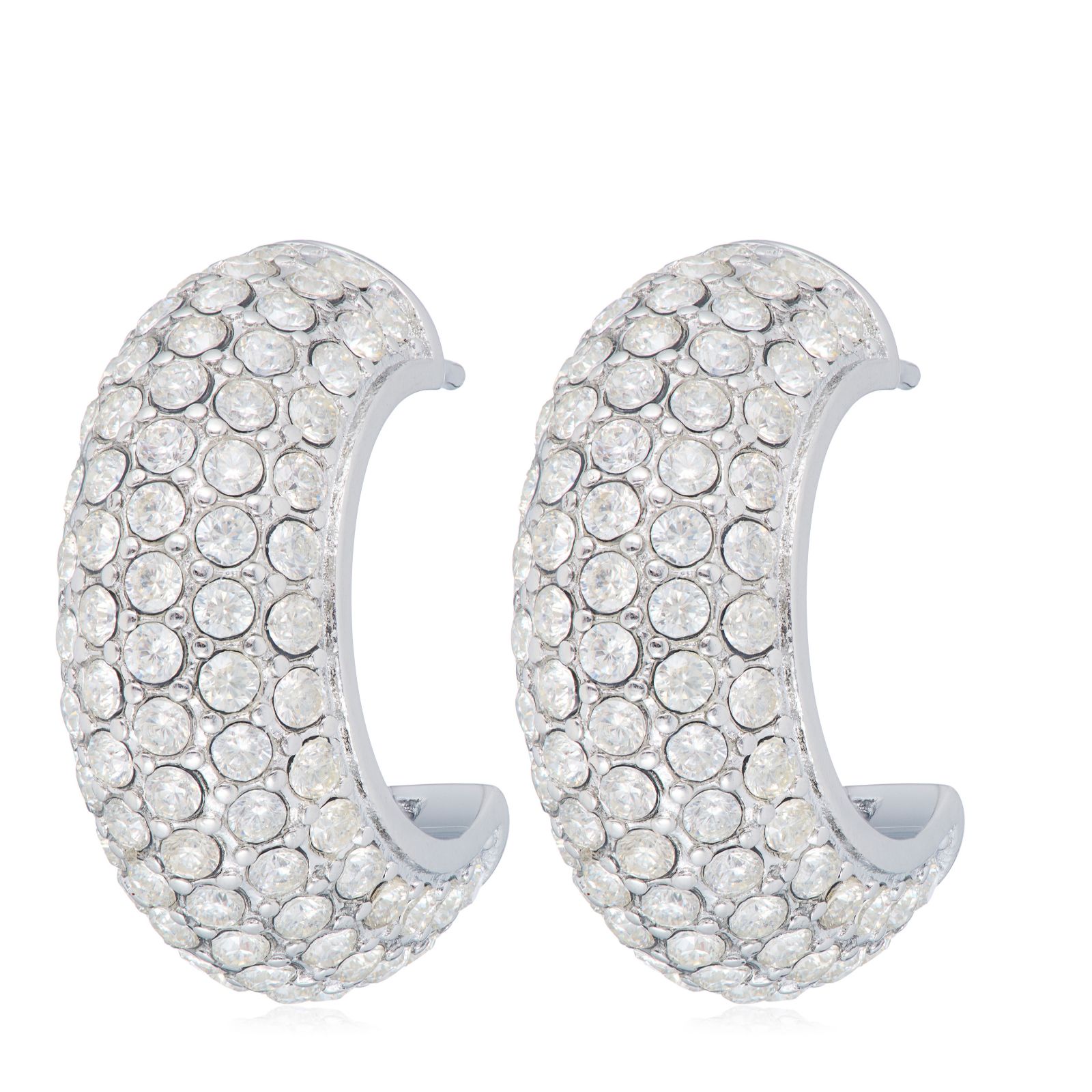 Steel by Diamonique Chunky Pave Earrings Stainless Steel