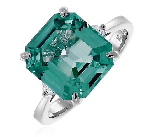 Outlet Diamonique 6ct tw Simulated Paraiba Platinum Plated Ring Sterling Silver