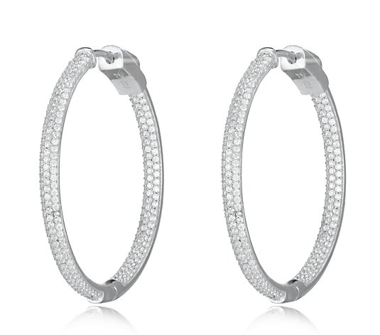 Escape by Melissa Odabash Pave Hoop Earrings Sterling Silver