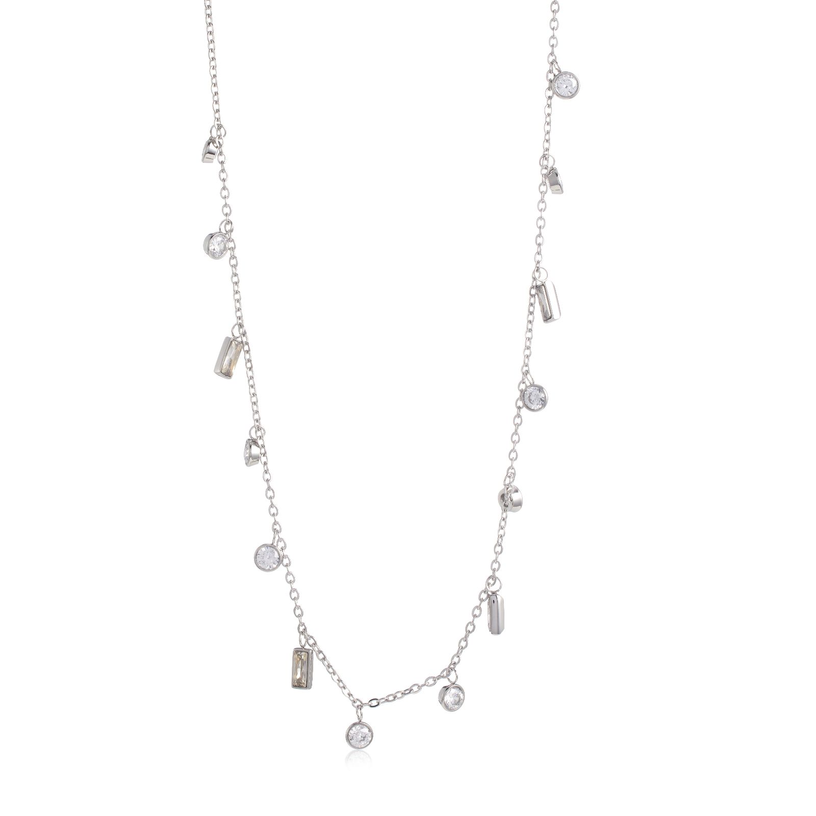 Steel by Diamonique Mixed Cut Droplet Necklace Stainless Steel