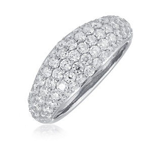 Diamonique 1.14ct tw Pave Domed band Ring Sterling Silver