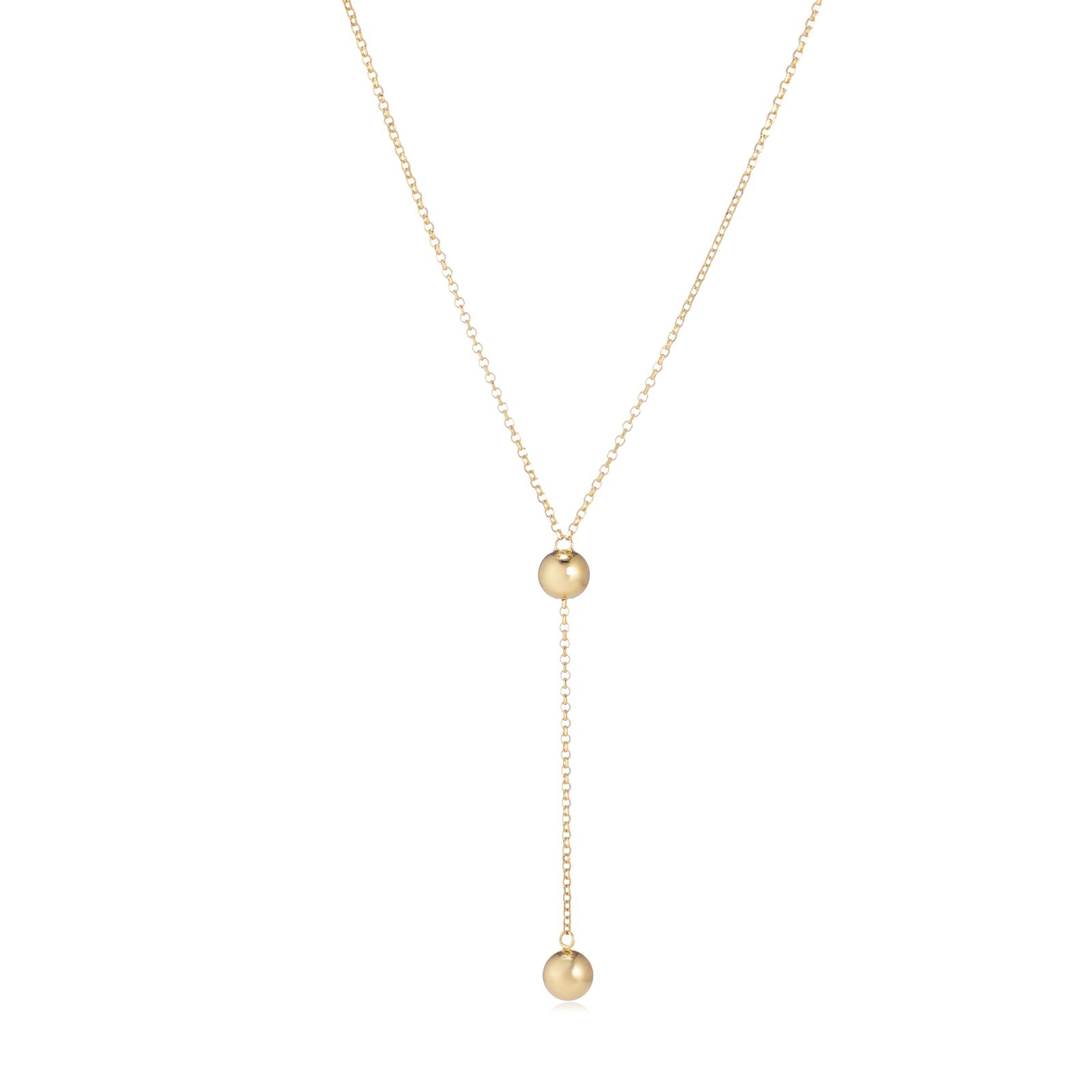 Diamonique 0.10ct tw Ball Bead Y Necklace Sterling Silver