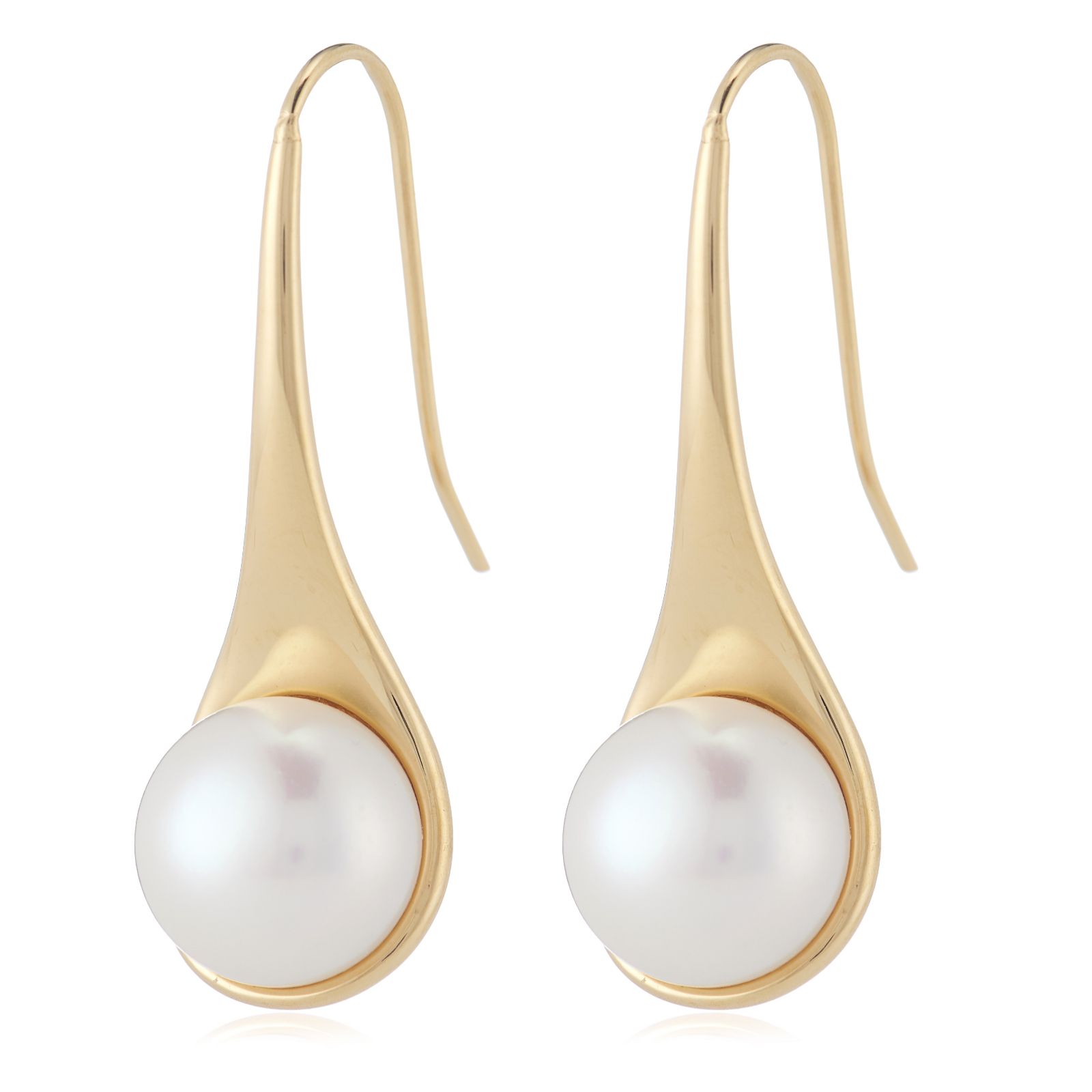 Lara Pearl 9mm Button Pearl Drop Earring Stainless Steel
