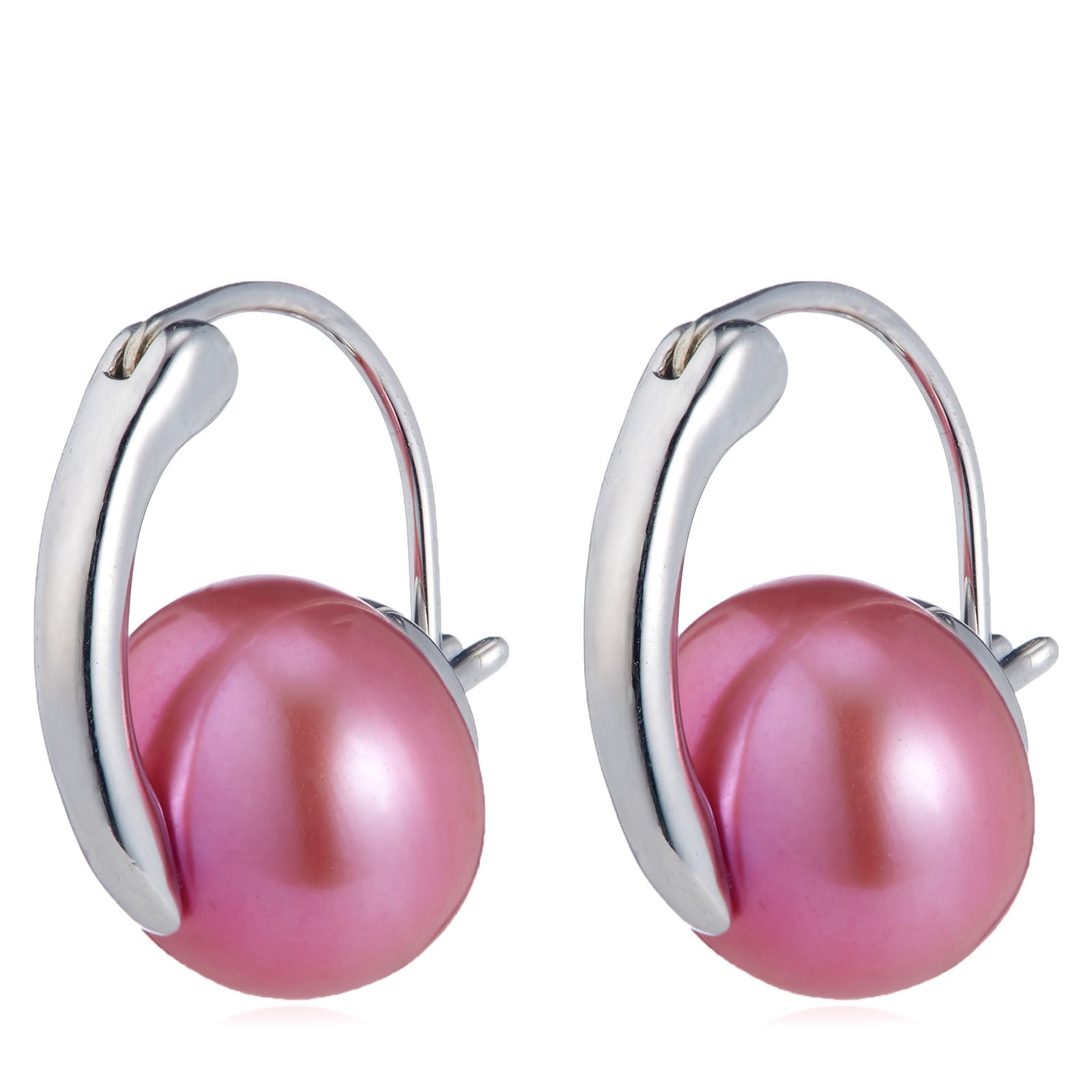 Lara Pearl 10-11mm Cultured Button Pearl Drop Earrings Sterling Silver