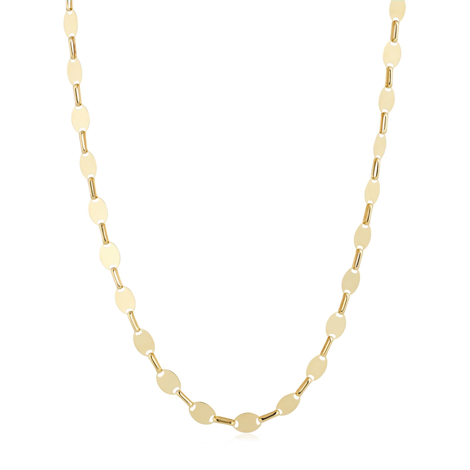 GOLD 9ct Italian Gold Oval Mirror Necklace 3.47g