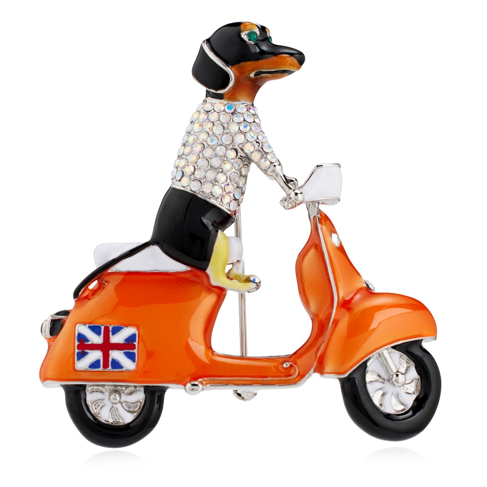 Butler & Wilson Dachshund on Scooter Brooch