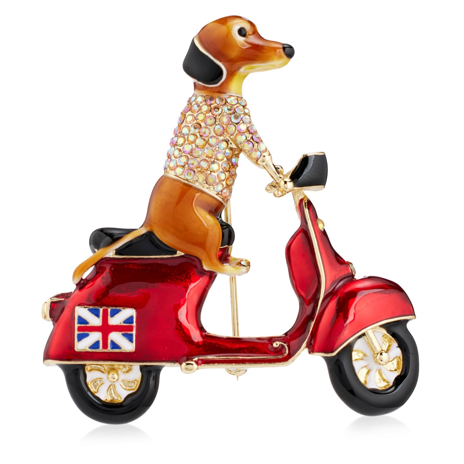 Butler & Wilson Dachshund on Scooter Brooch