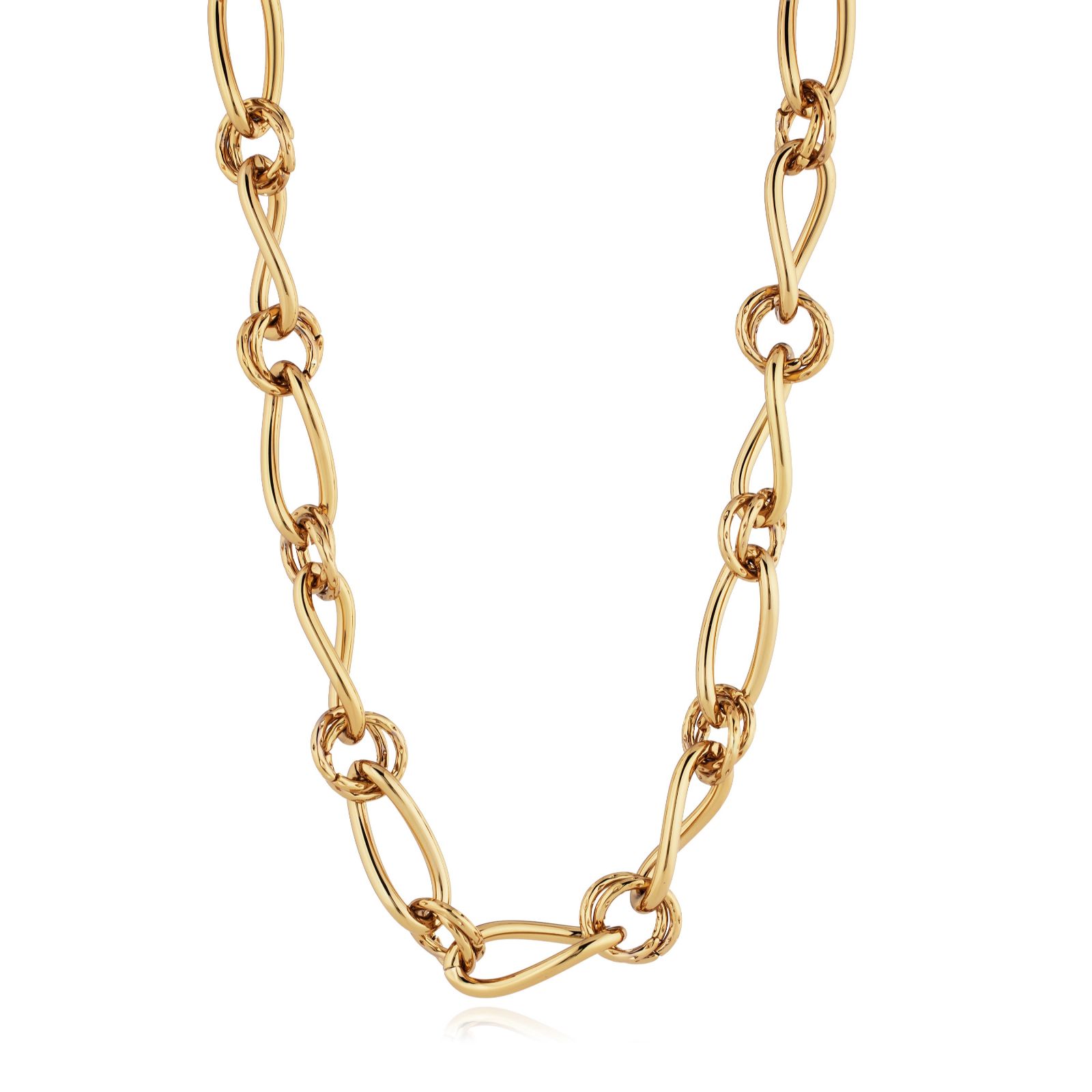 Steel by Diamonique Circle and Oval Link Chain Necklace Stainless Steel