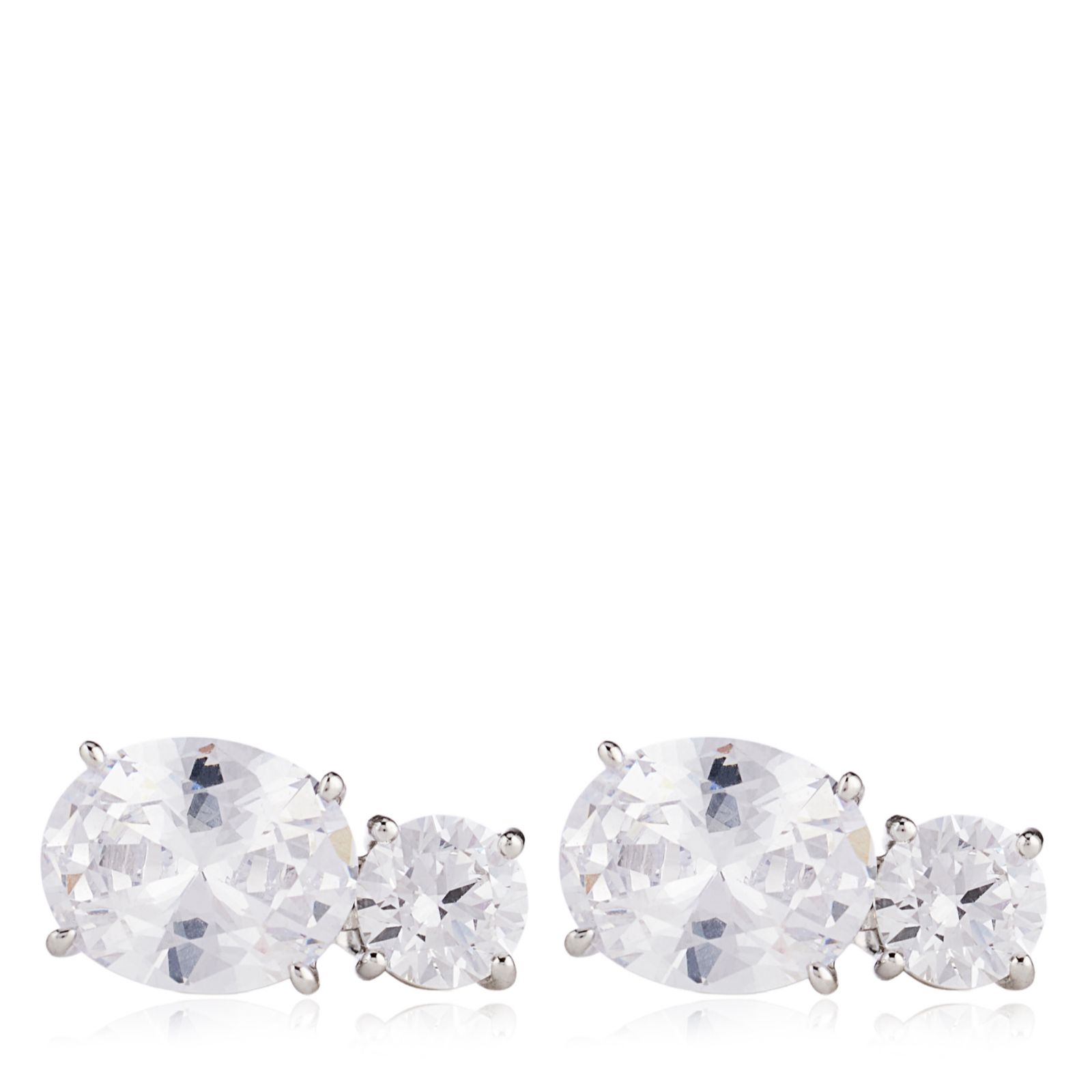 Diamonique 7.4ct tw Oval Stud Earrings Sterling Silver