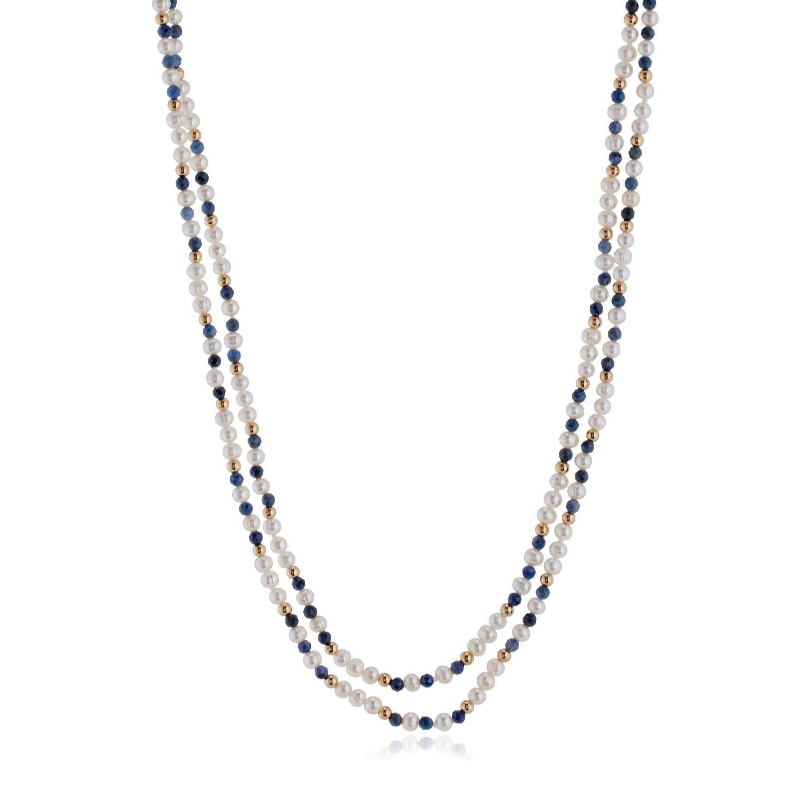 Lara Pearl 3.5-4mm Baby Ringed Ming Pearl and Gemstone Necklace