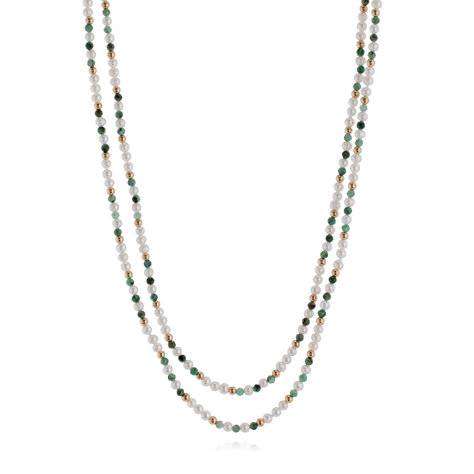 Lara Pearl 3.5-4mm Baby Ringed Ming Pearl and Gemstone Necklace