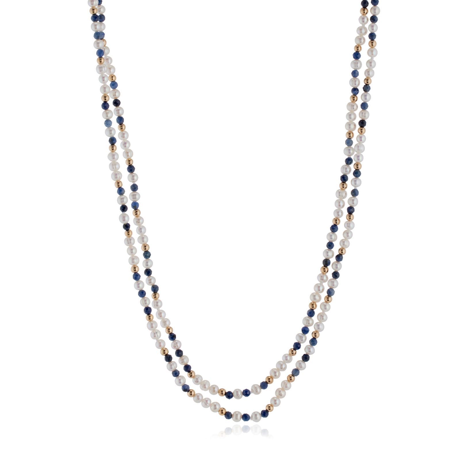 Lara Pearl 3.5-4mm Baby Ringed Ming Pearl and Gemstone Necklace